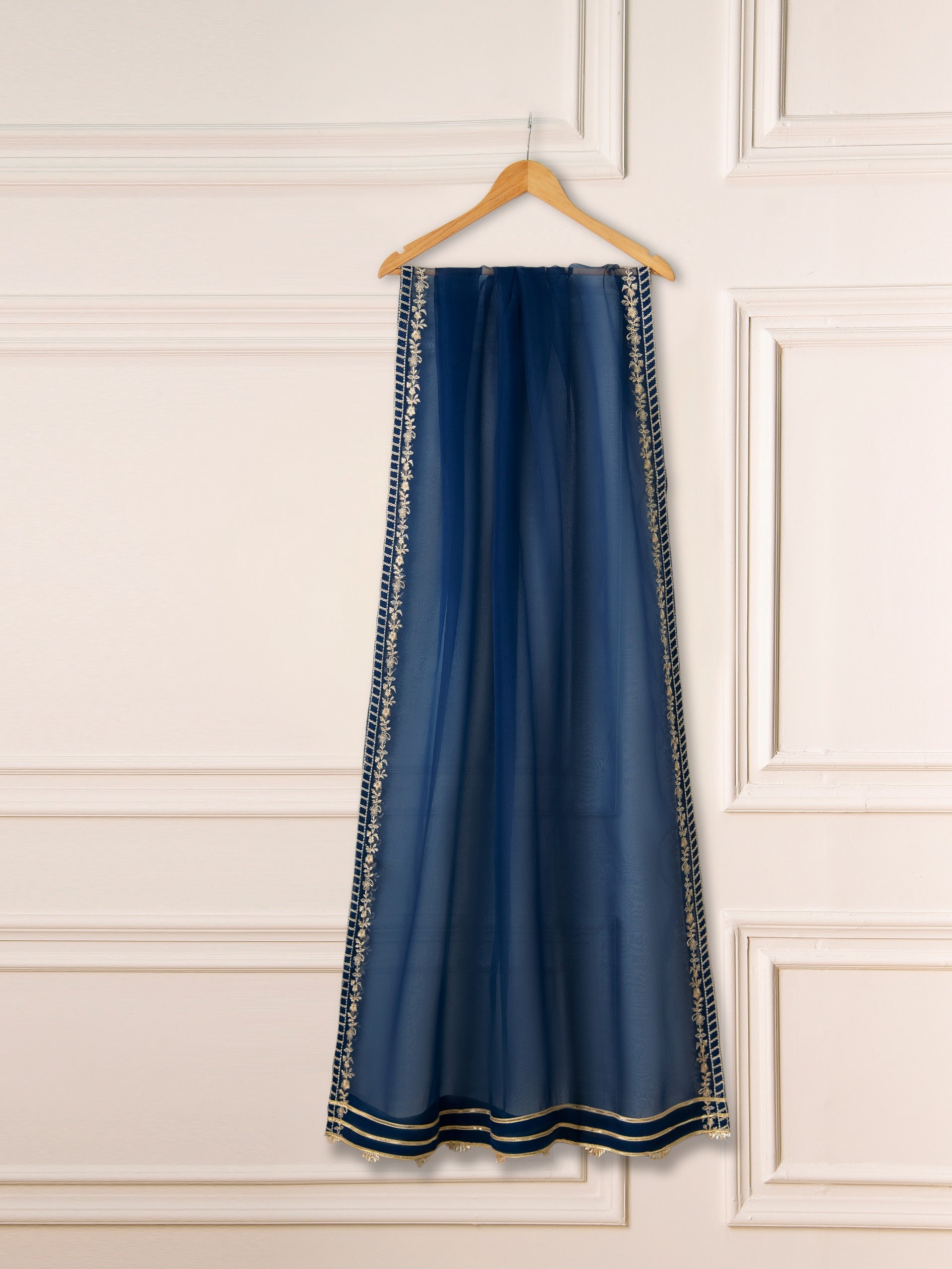 3 Piece- Pure Silk Net Embroidered Suit S111280 - Image 9