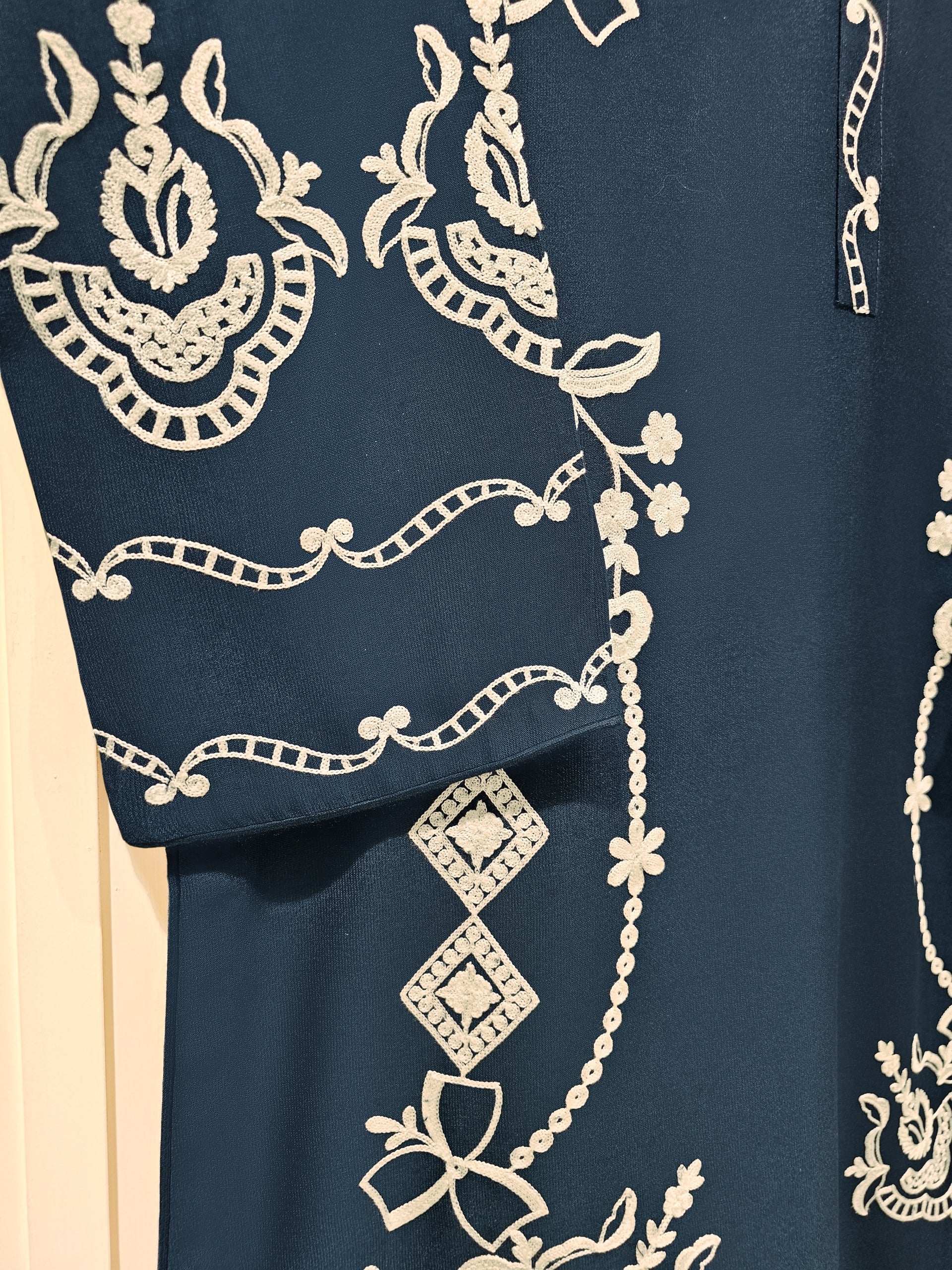 3 Piece- Pure Silk Net Embroidered Suit S111405 - Image 4