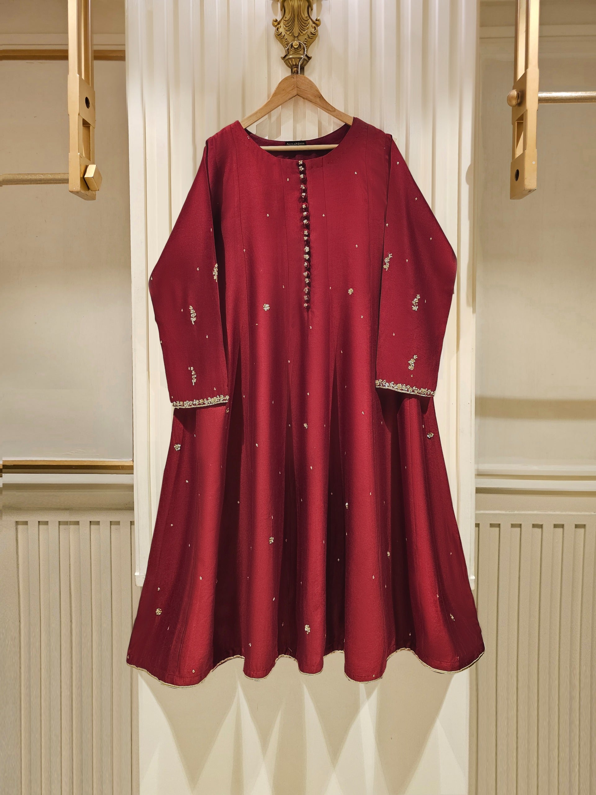 3 Piece- Pure Silk Net Embroidered Suit S111468 - Image 2