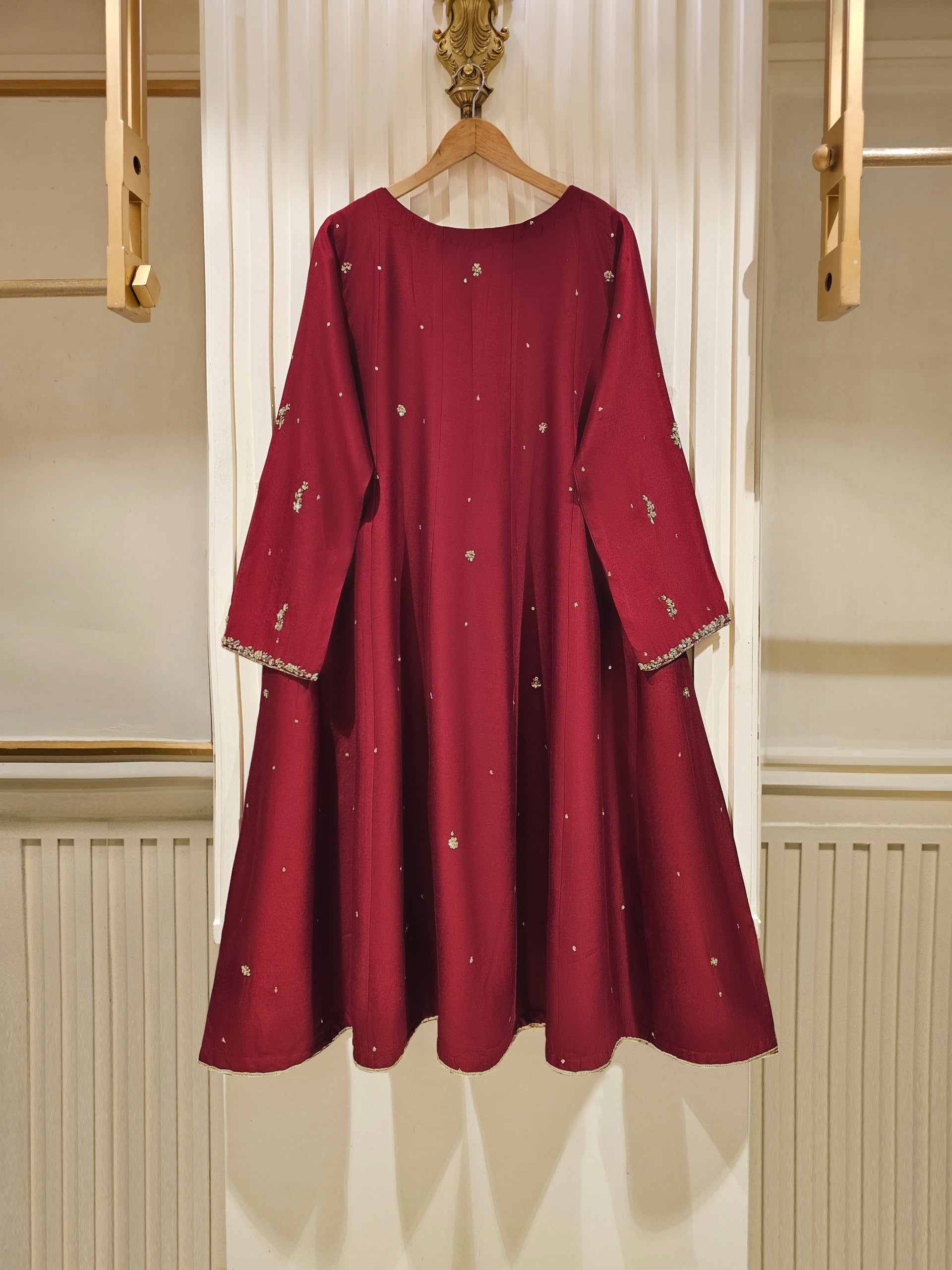 3 Piece- Pure Silk Net Embroidered Suit S111468 - Image 6