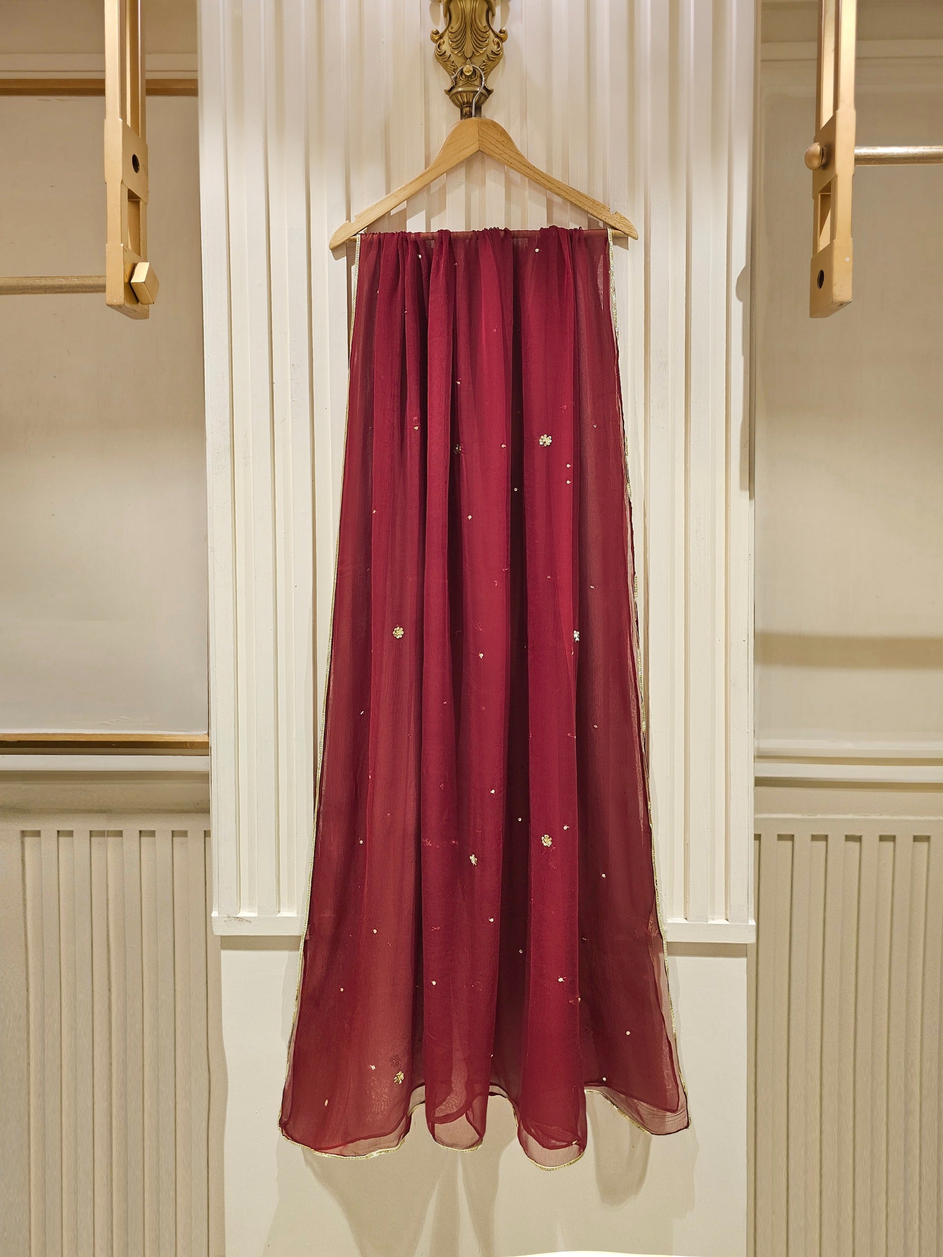 3 Piece- Pure Silk Net Embroidered Suit S111468 - Image 8