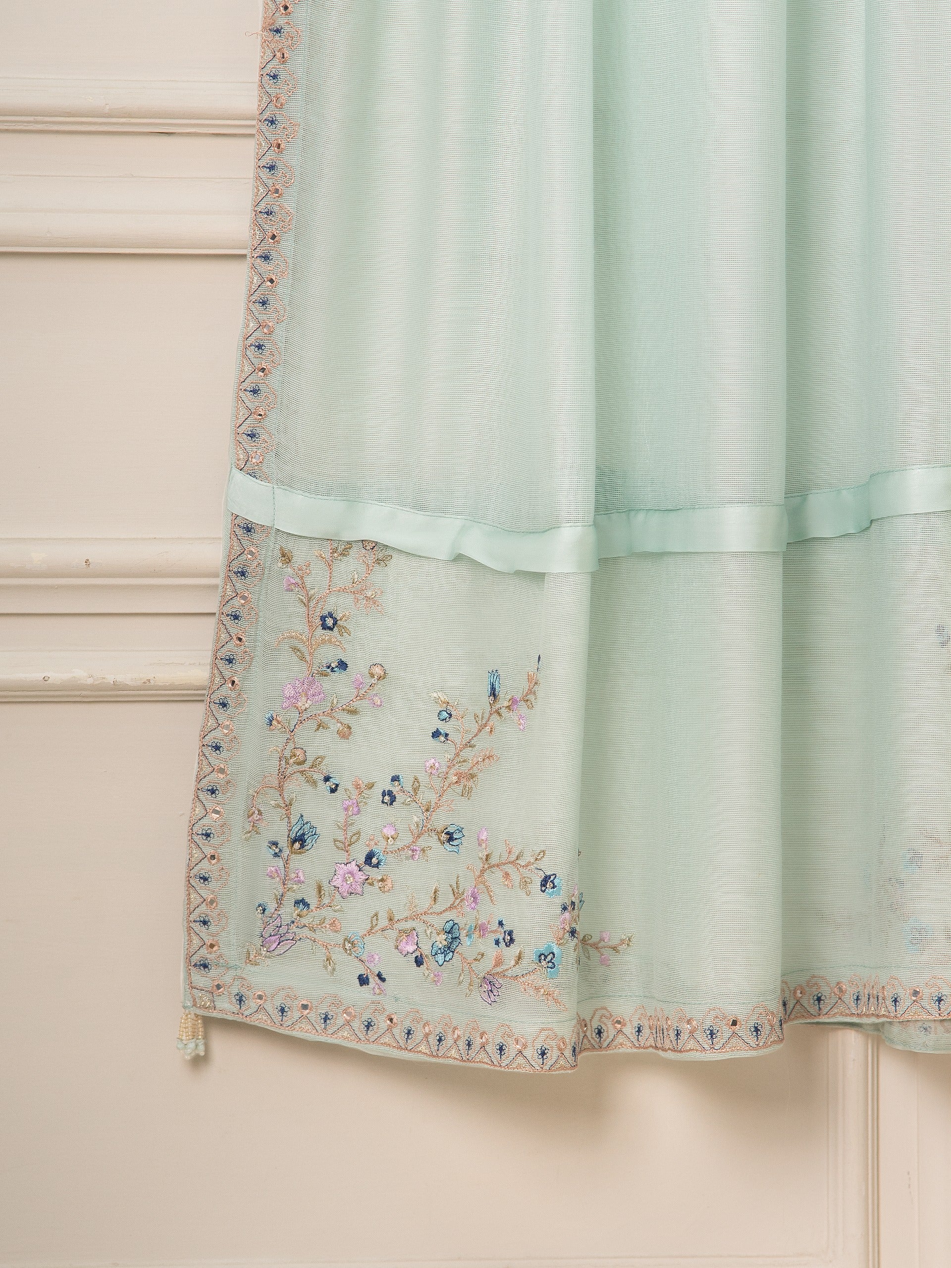 3 Piece- Pure Silk Net Embroidered Suit S111529 - Image 10