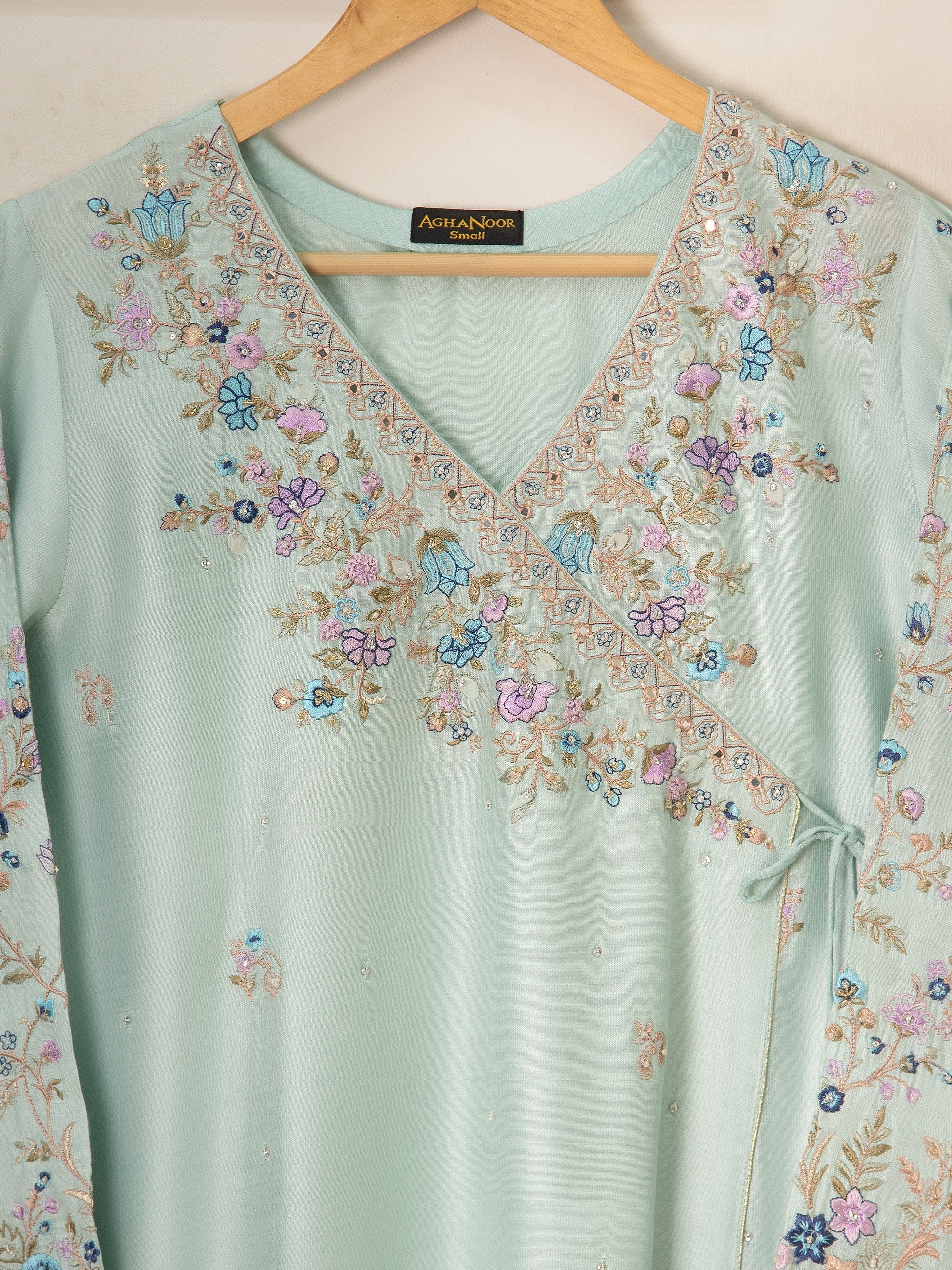 3 Piece- Pure Silk Net Embroidered Suit S111529 - Image 3