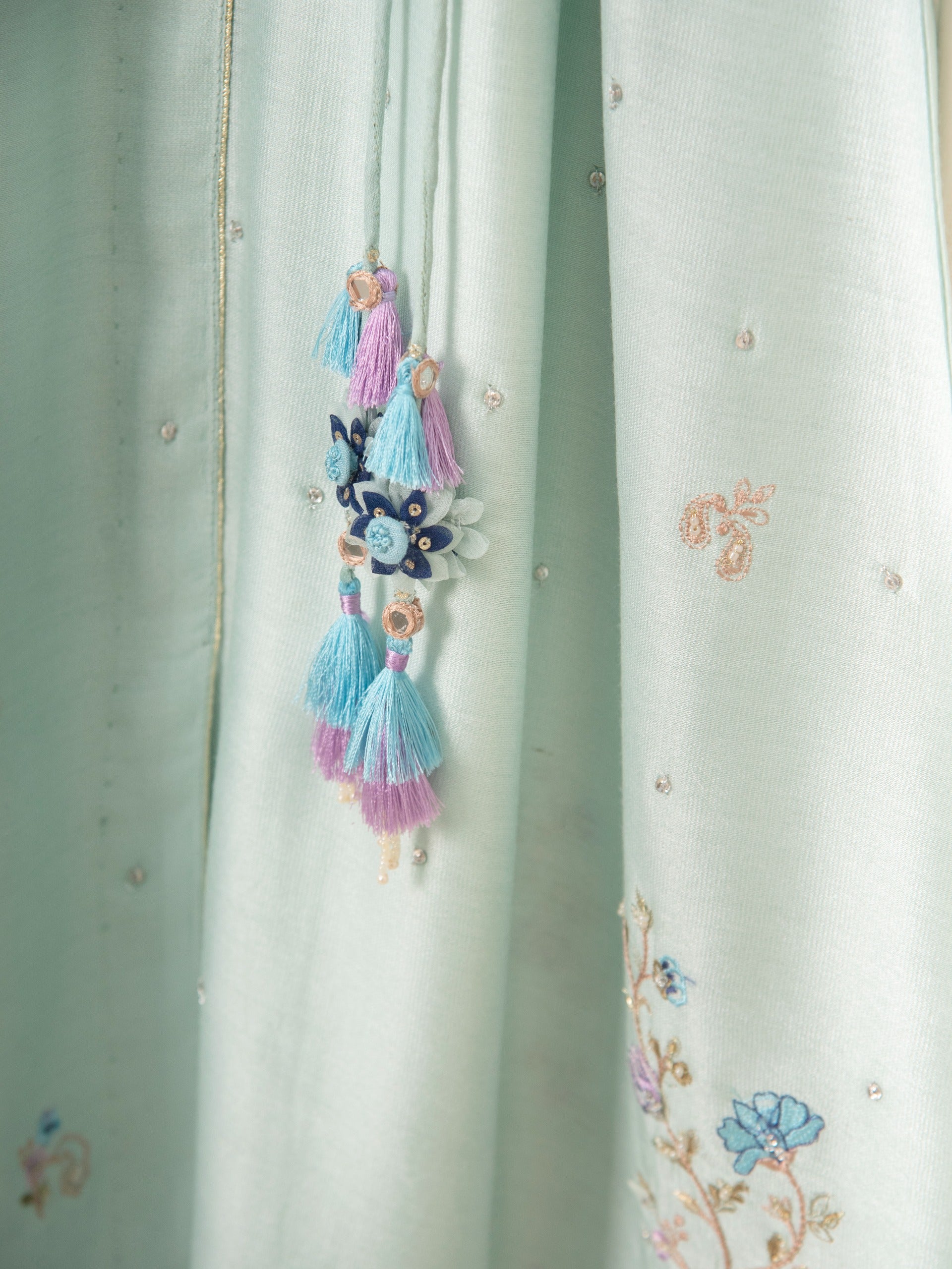 3 Piece- Pure Silk Net Embroidered Suit S111529 - Image 6