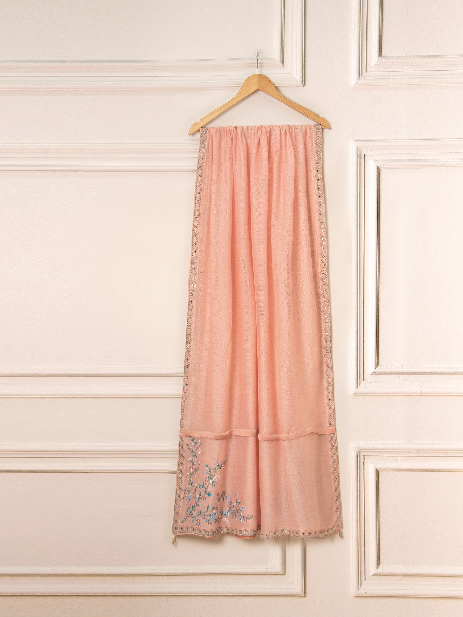 3 Piece- Pure Silk Net Embroidered Suit S111576 - Image 11