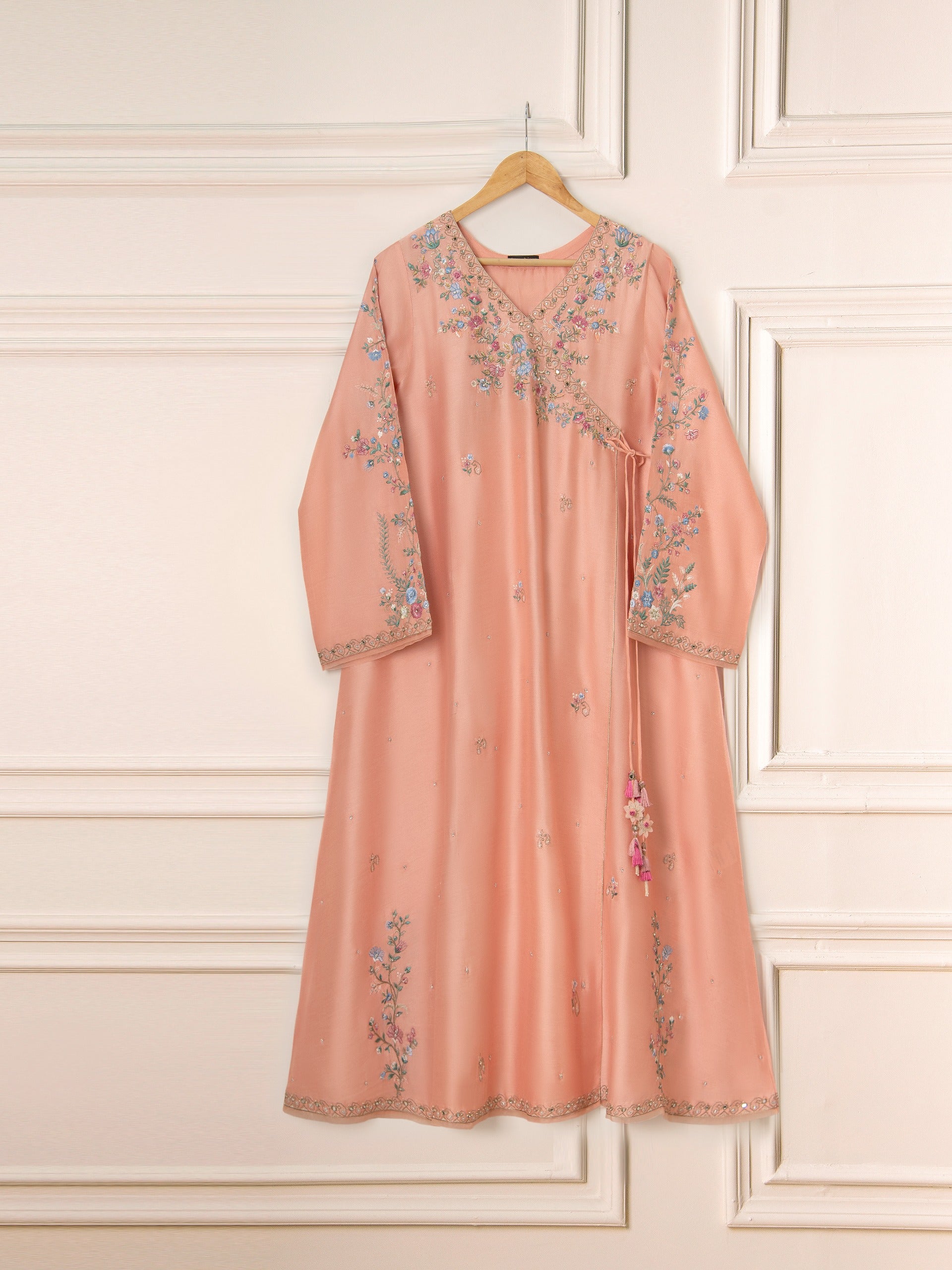 3 Piece- Pure Silk Net Embroidered Suit S111576 - Image 2