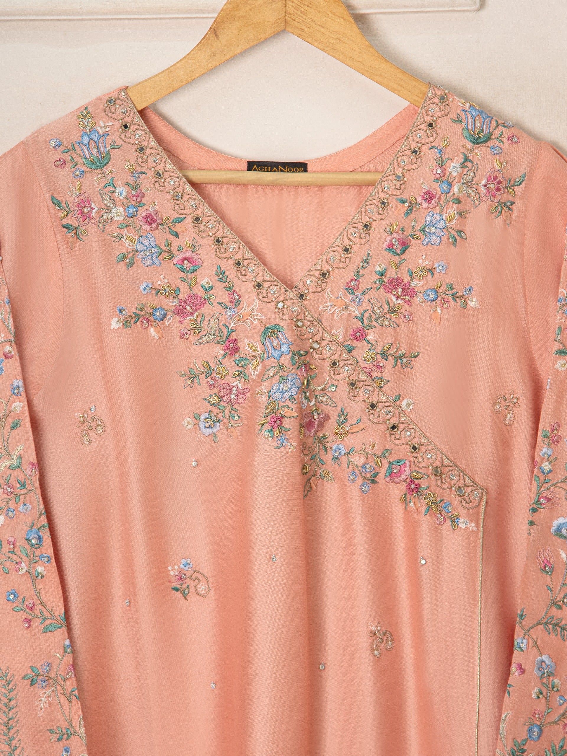 3 Piece- Pure Silk Net Embroidered Suit S111576 - Image 3