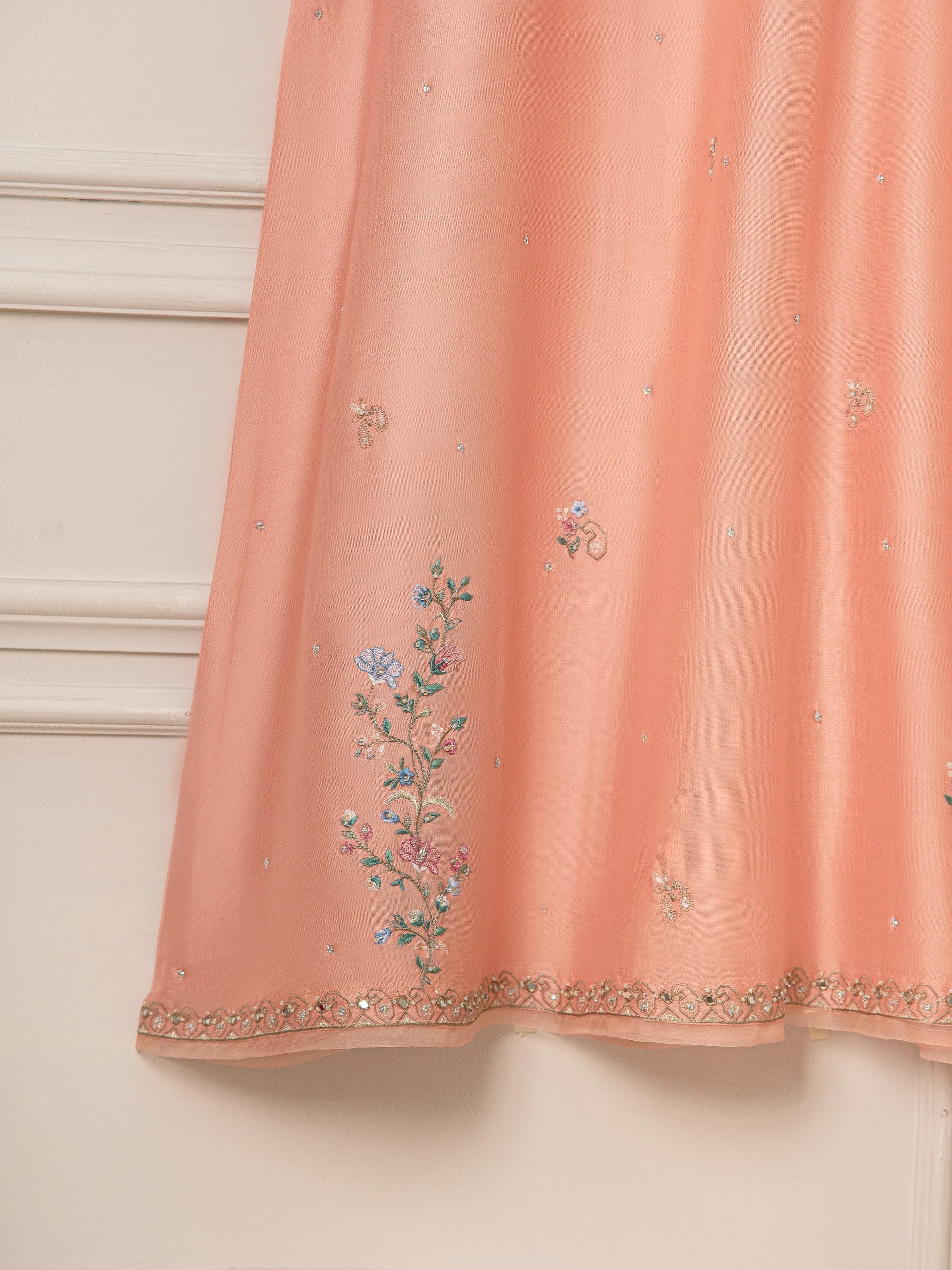 3 Piece- Pure Silk Net Embroidered Suit S111576 - Image 5