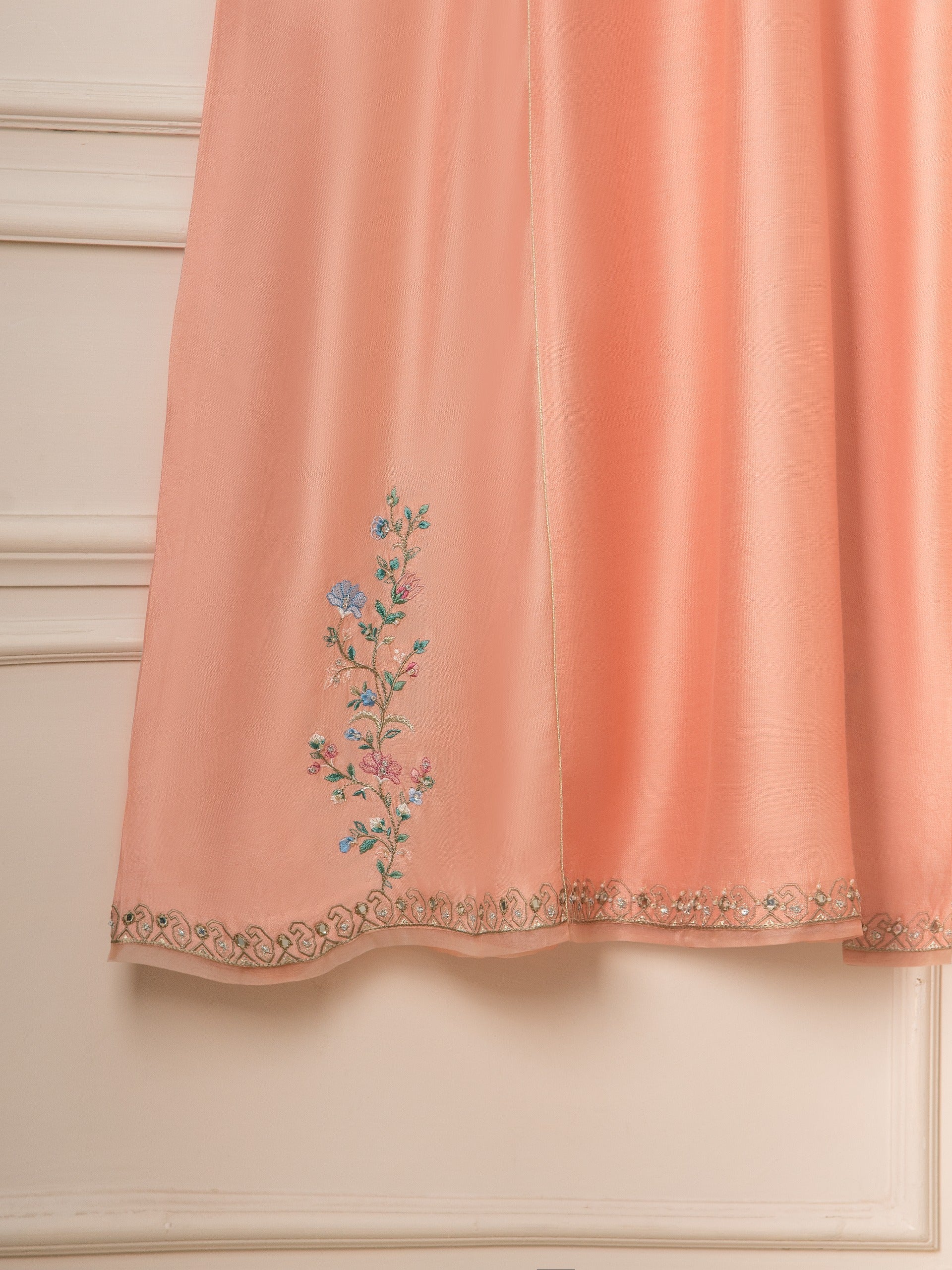 3 Piece- Pure Silk Net Embroidered Suit S111576 - Image 9