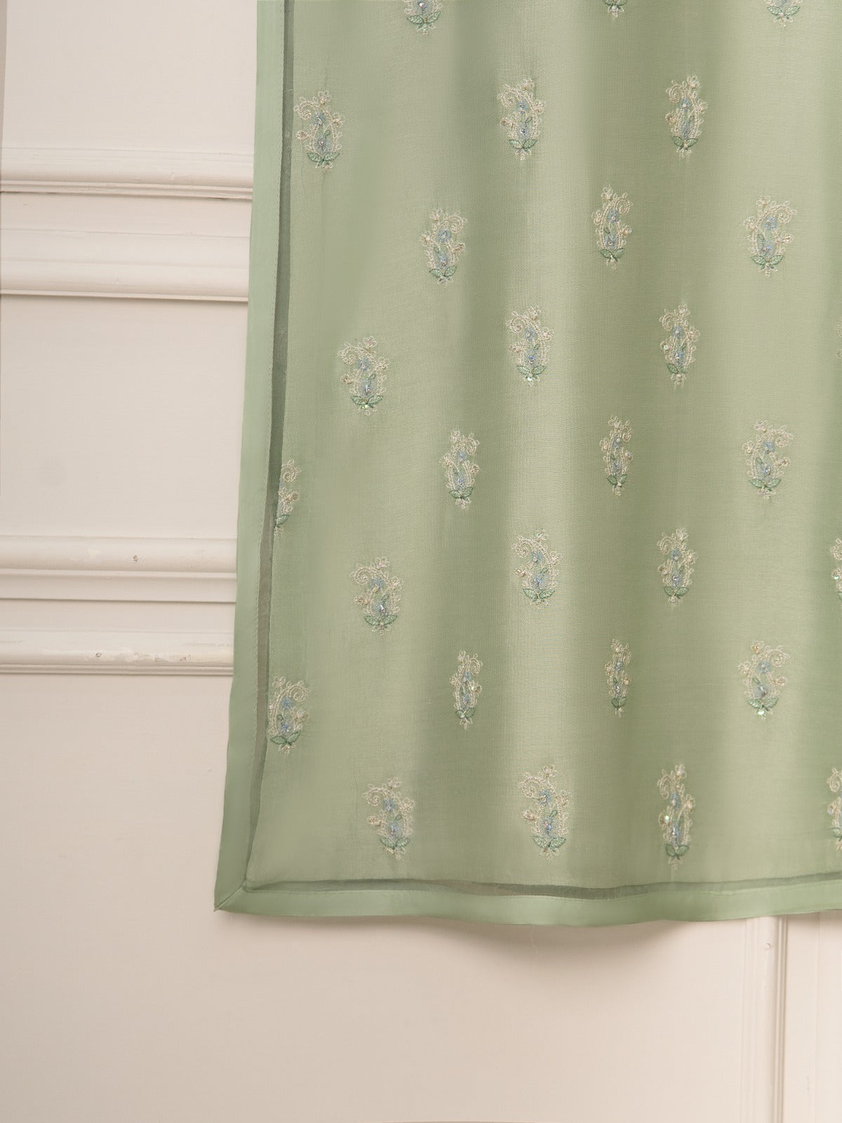 3 Piece- Pure Silk Net Embroidered Suit S111573 - Image 5