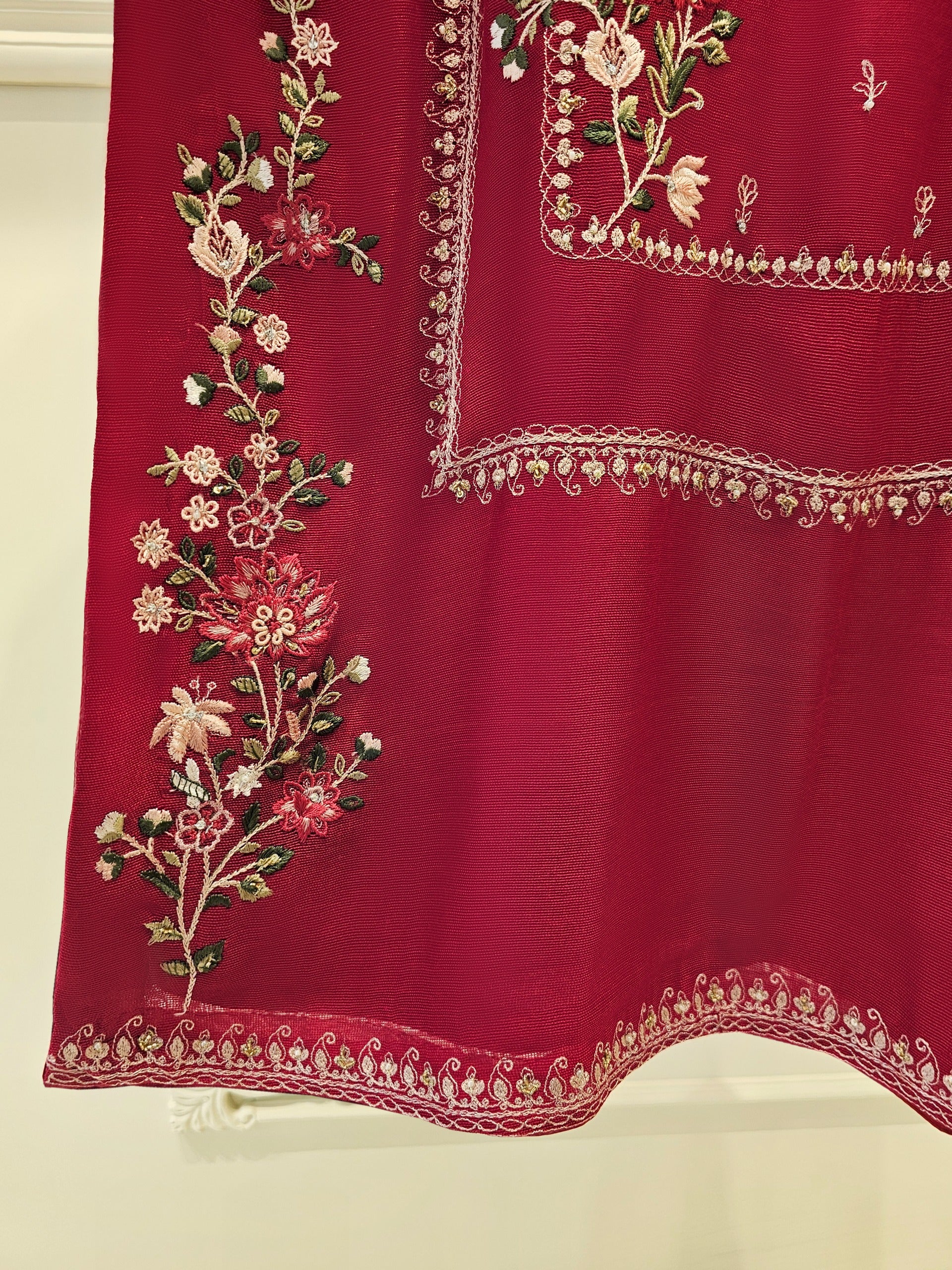 3 Piece- Pure Cotton Net Embroidered Suit S111589 - Image 3