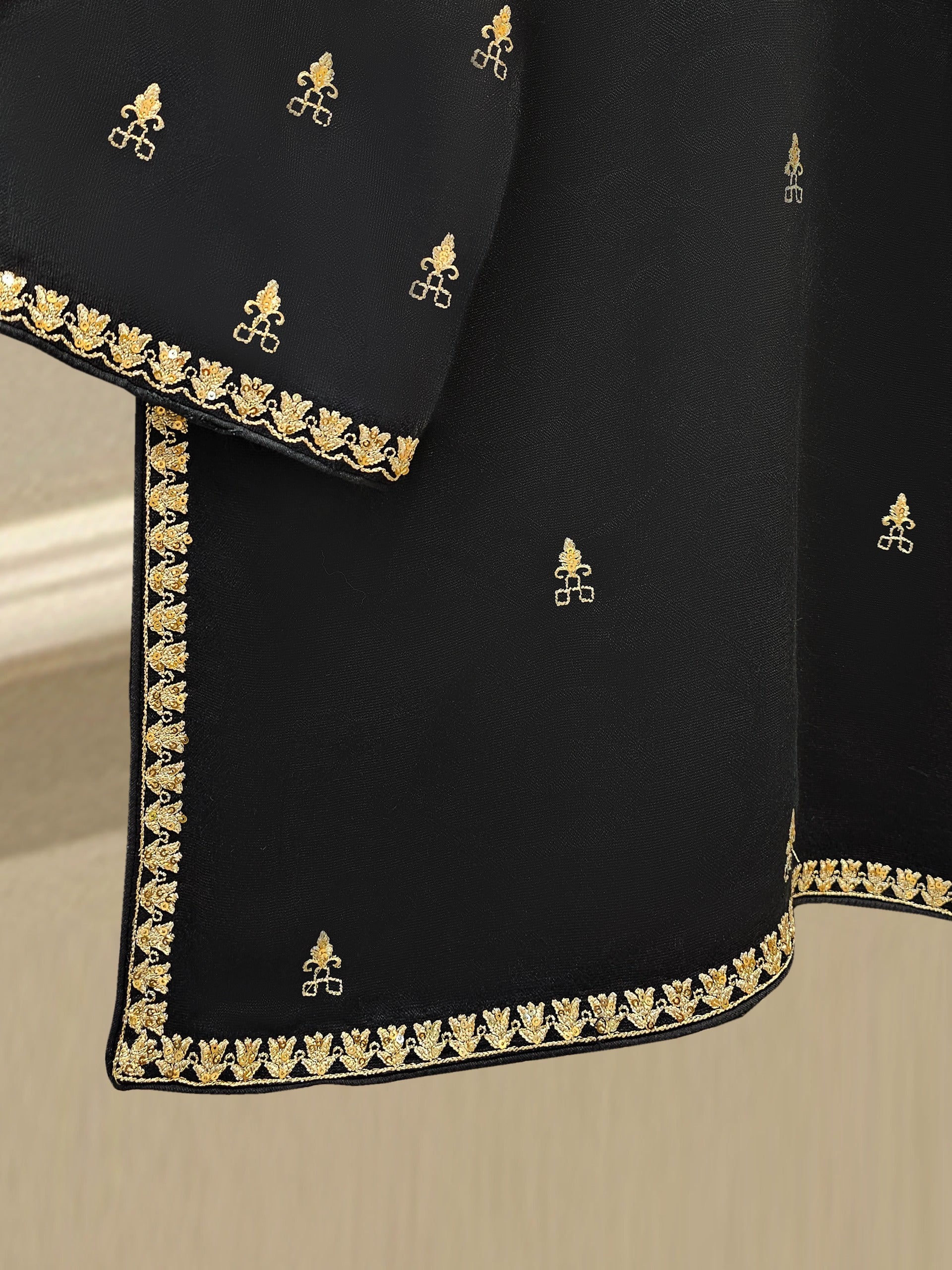 3 Piece- Pure Silk Net Embroidered Suit S111669 - Image 5