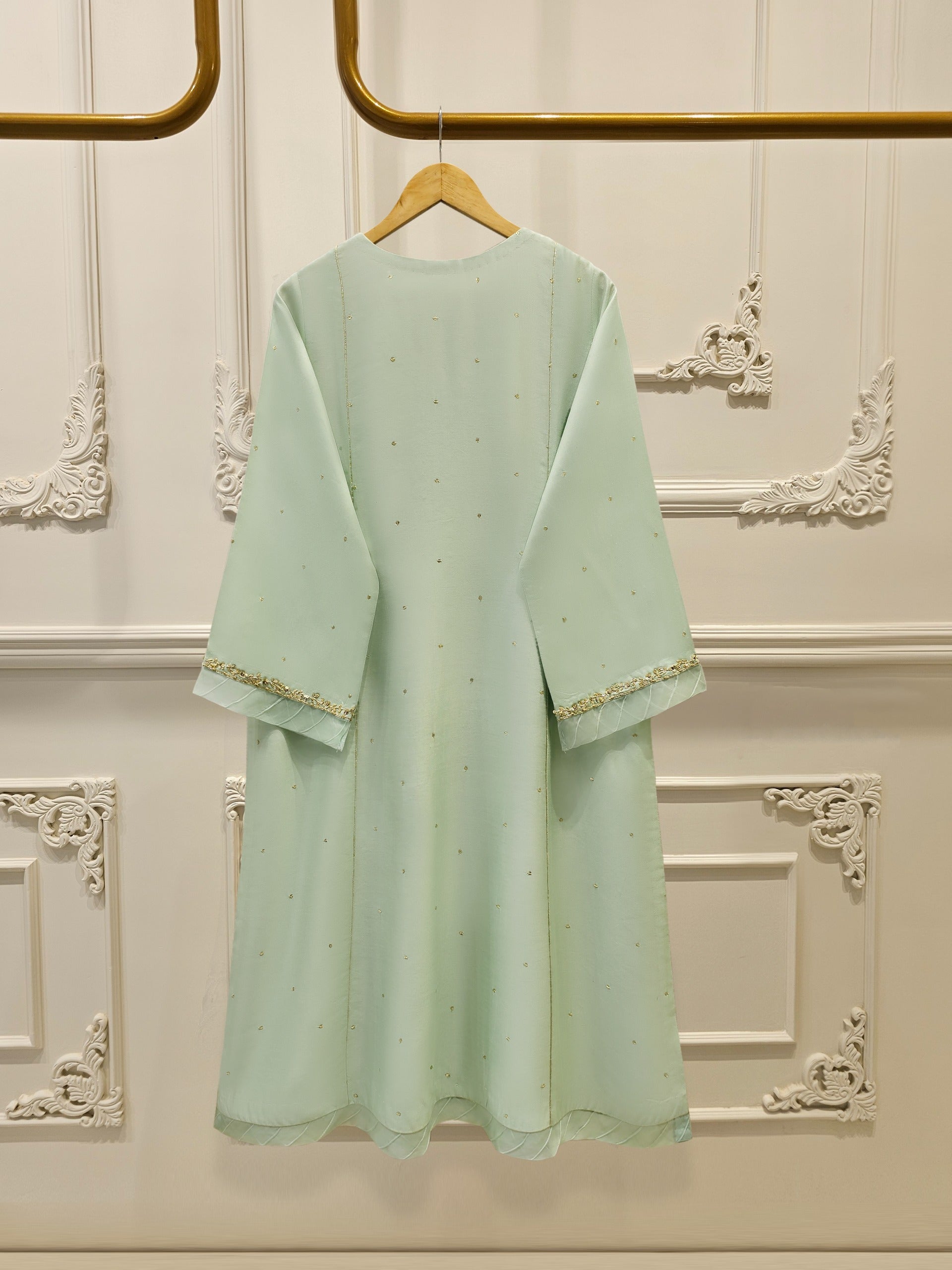 3 Piece- Pure Silk Net Embroidered Suit S111684 - Image 5