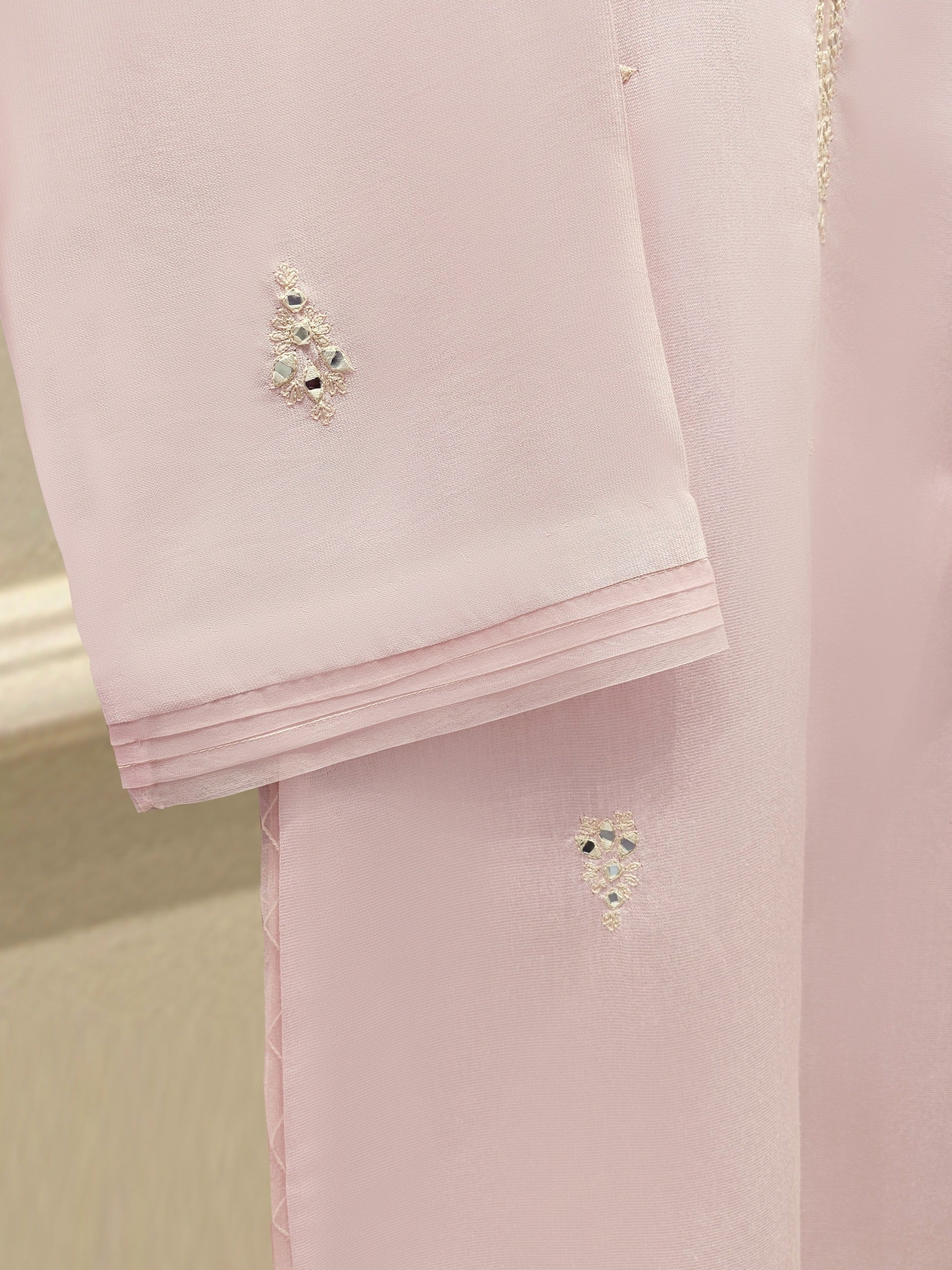 3 Piece- Pure Silk Net Embroidered Suit S111749 - Image 3