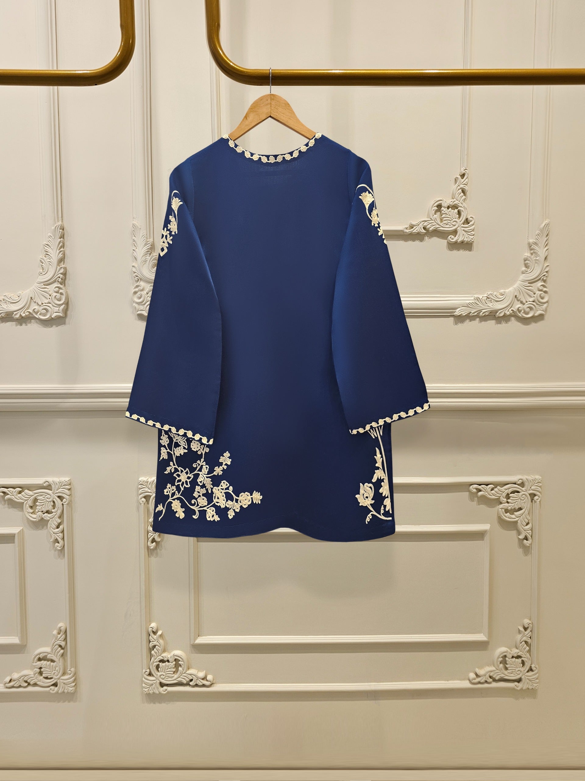 3 Piece- Pure Silk Net Embroidered Suit S111808 - Image 4