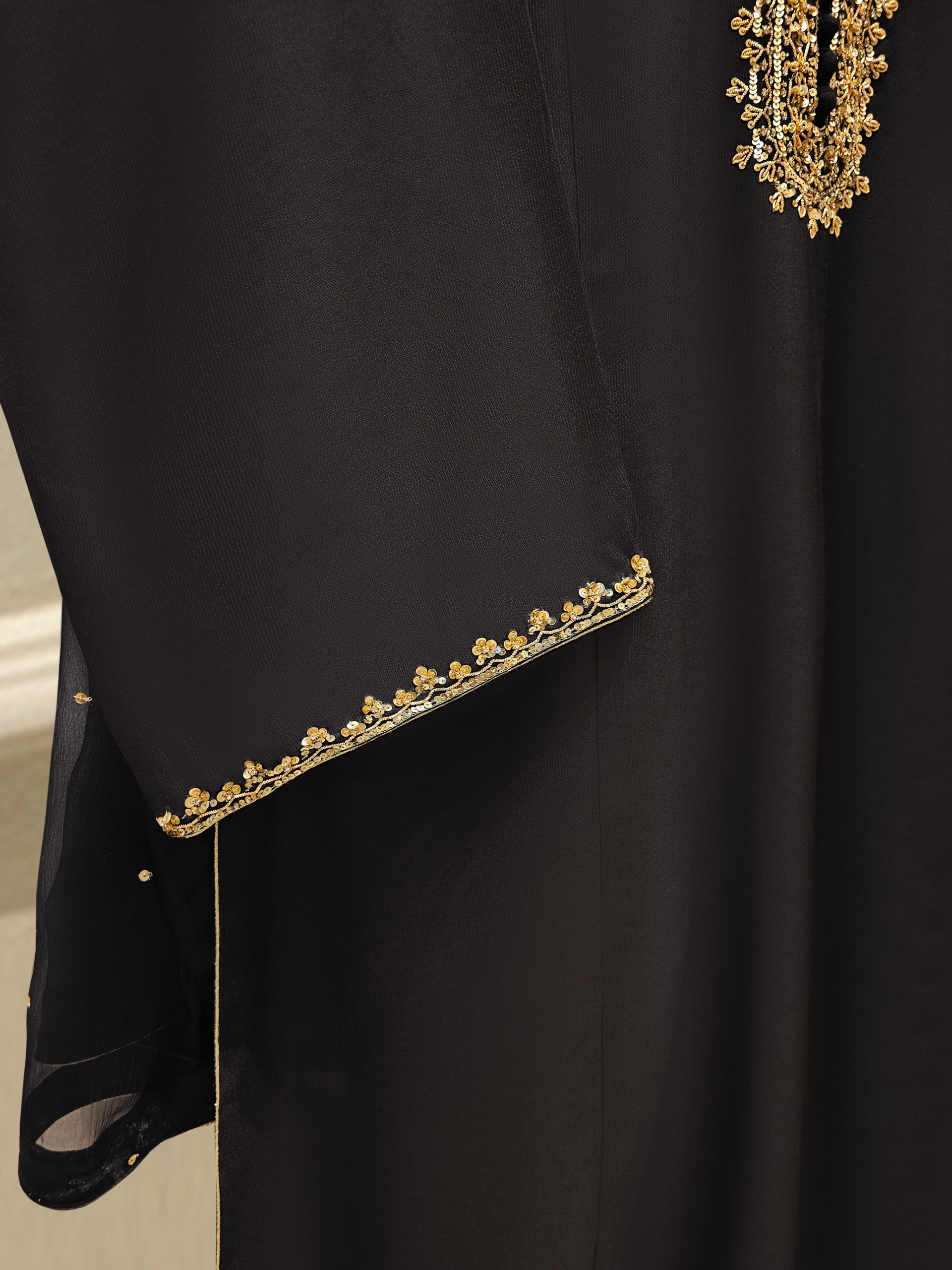 3 Piece- Pure Silk Net Embroidered Suit S111857 - Image 3
