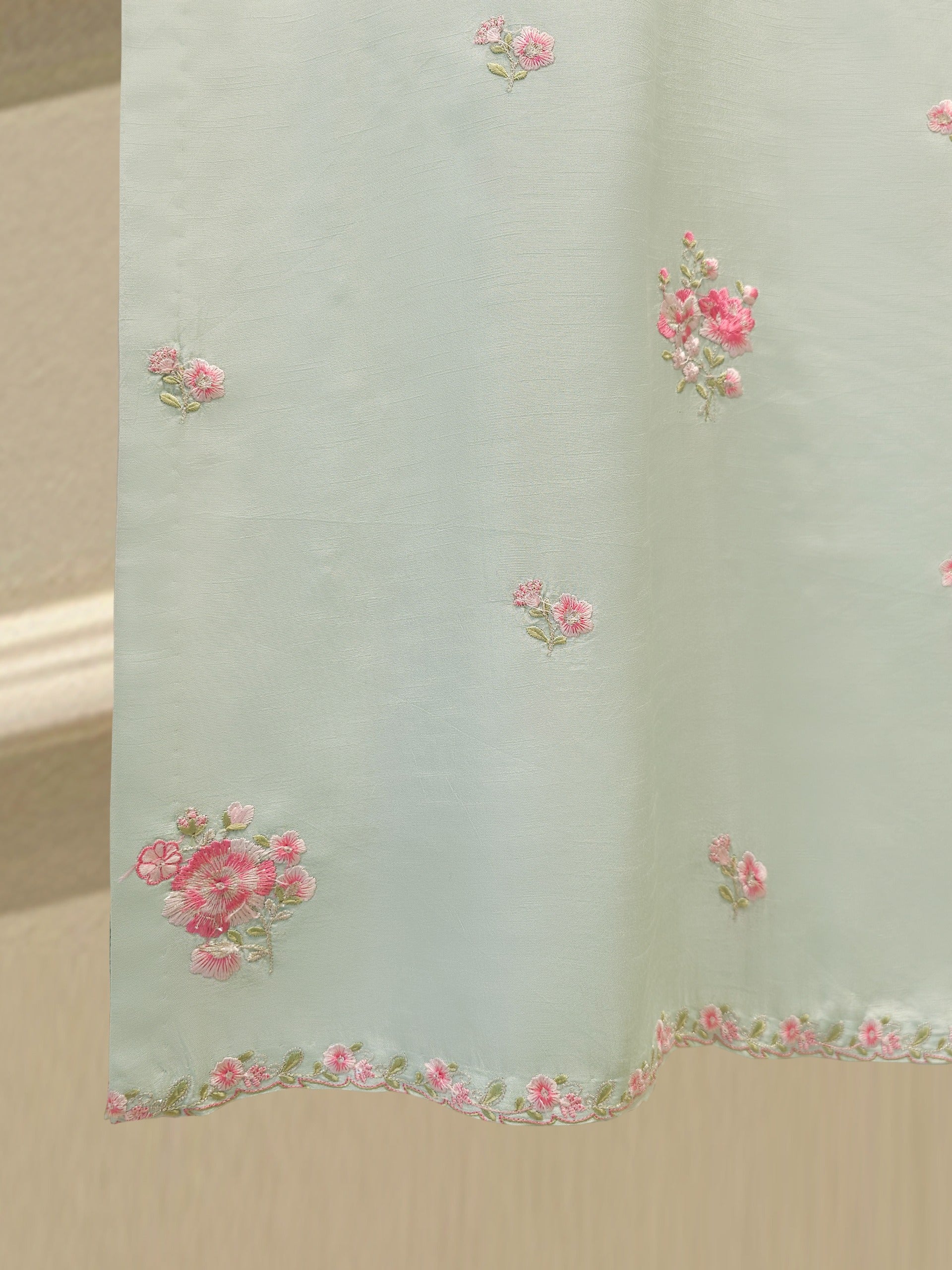 3 Piece- Pure Korean Silk Embroidered Suit S111923 - Image 4