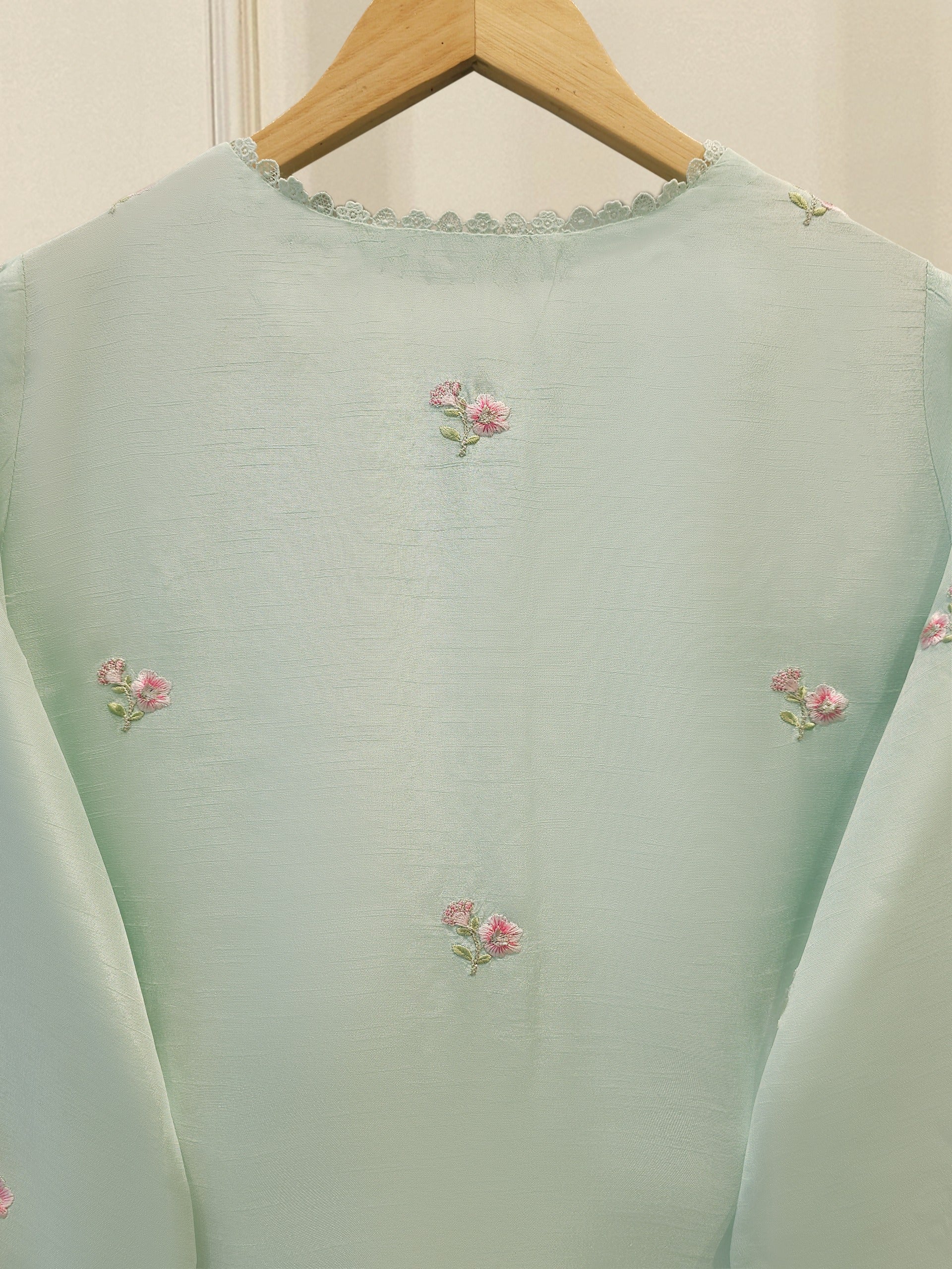 3 Piece- Pure Korean Silk Embroidered Suit S111923 - Image 6