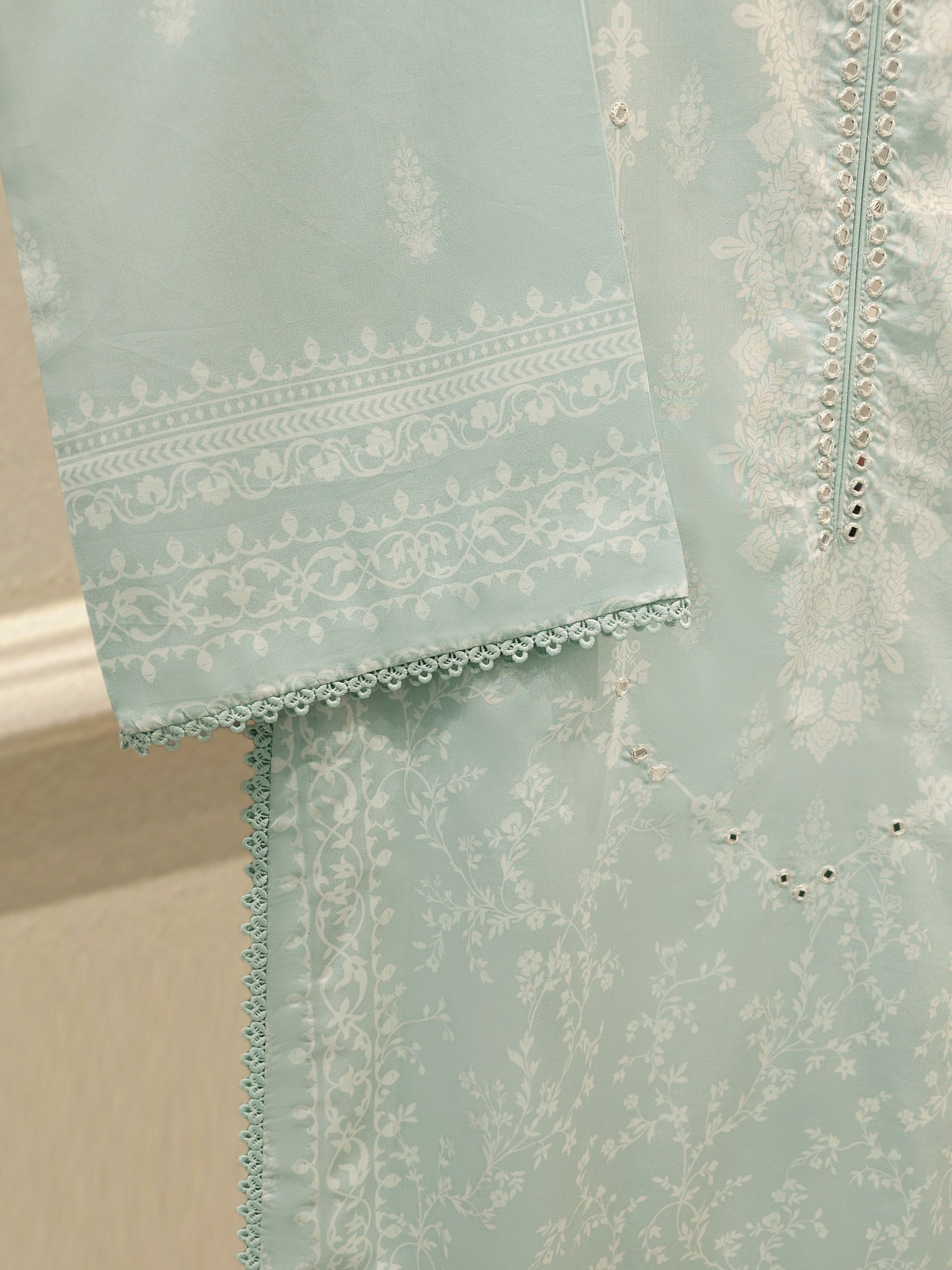 Digital Printed Embroidered Cambric Shirt S112916 - Image 3