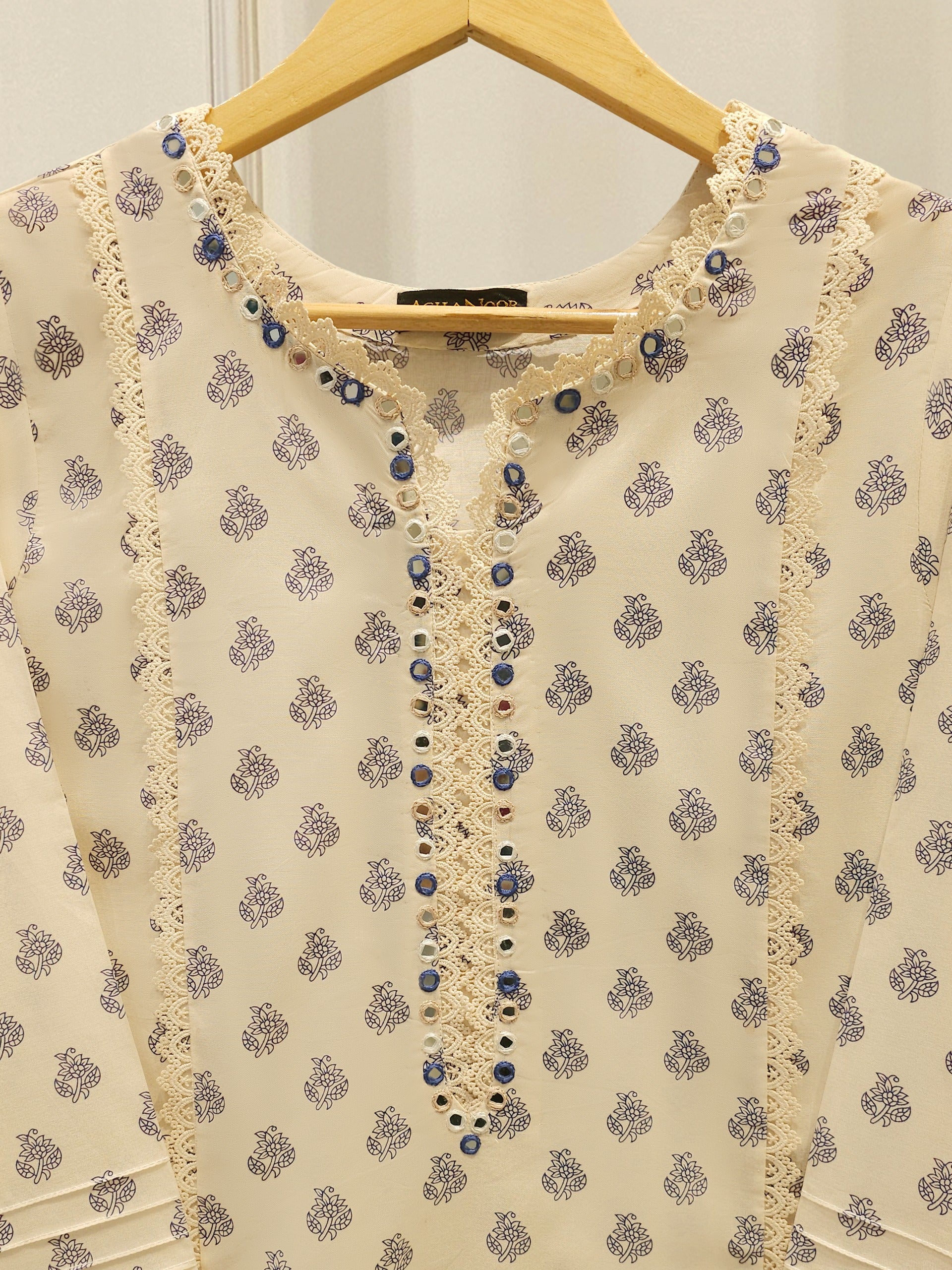 Digital Printed Embroidered Cambric Shirt S112989 - Image 5