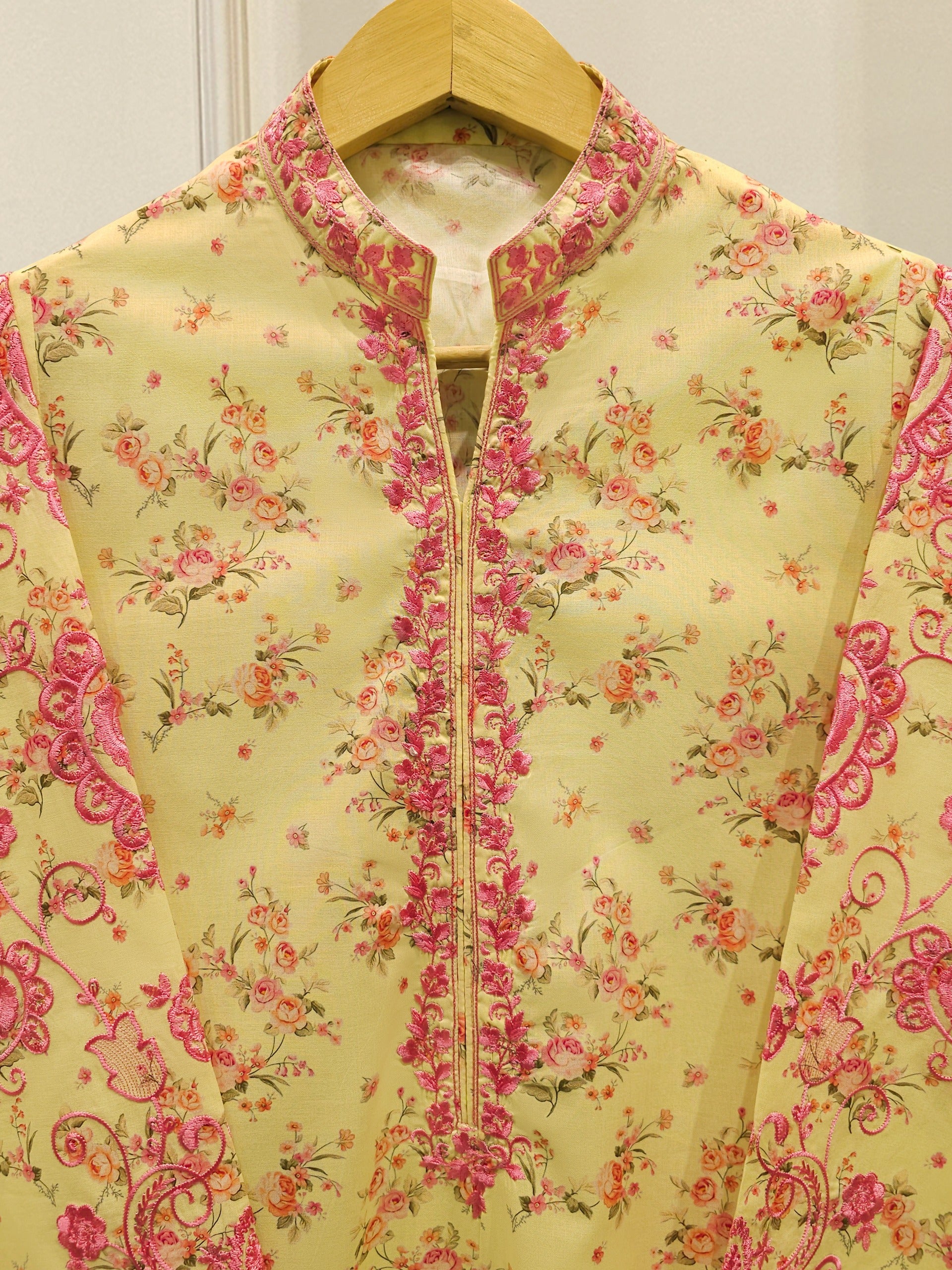 Digital Printed Embroidered Cambric Shirt S112813 - Image 2