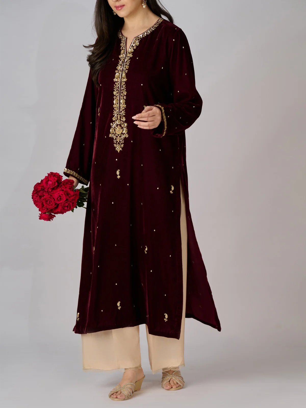 Embroidered Velvet Shirt S110330 - Image 4