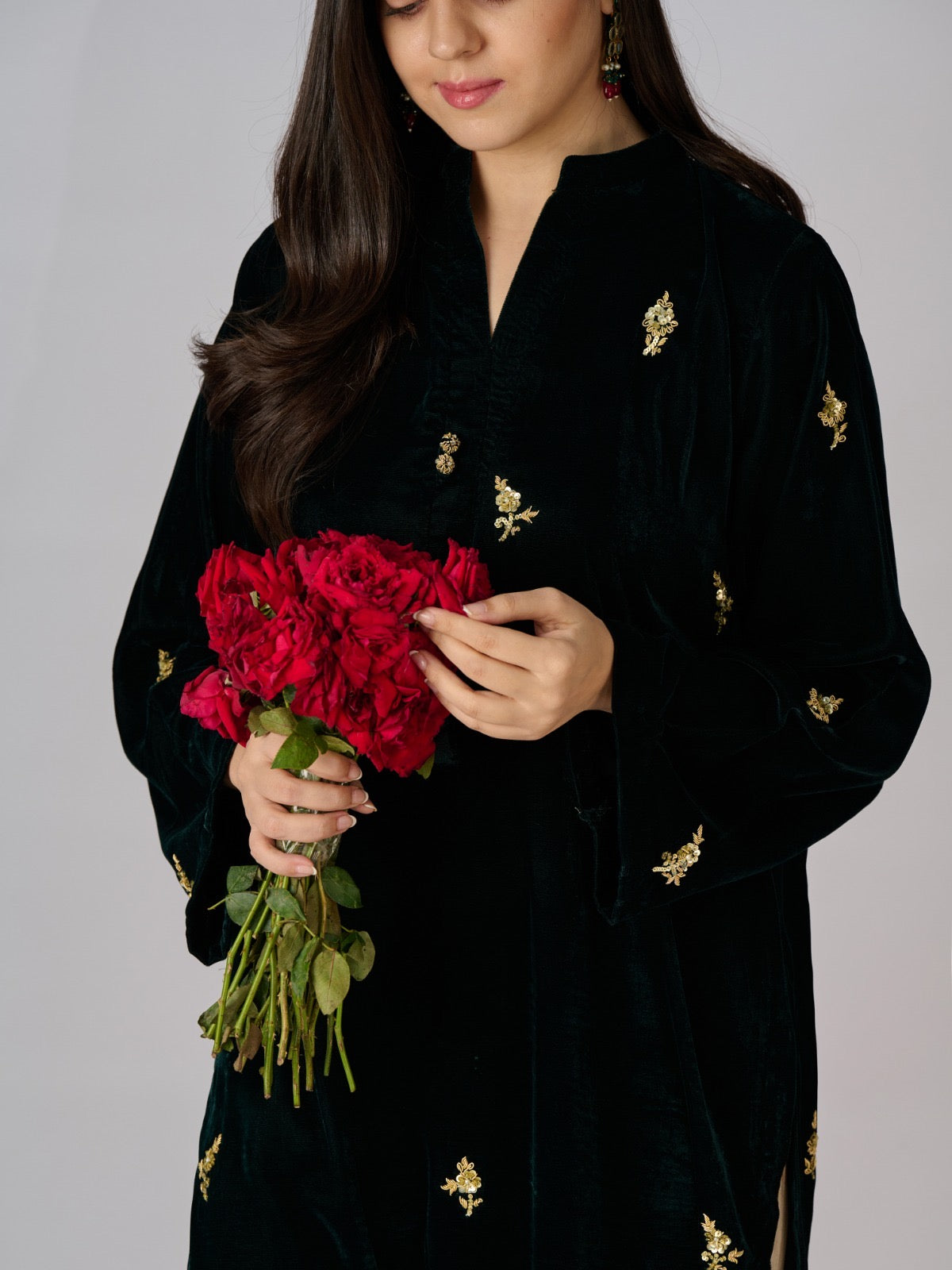 Embroidered Velvet Shirt S110328 - Image 3