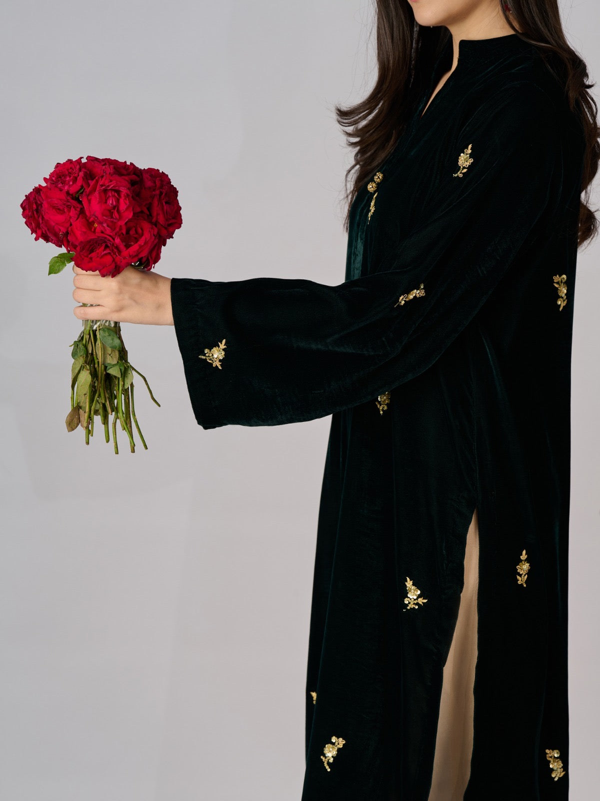 Embroidered Velvet Shirt S110328 - Image 5
