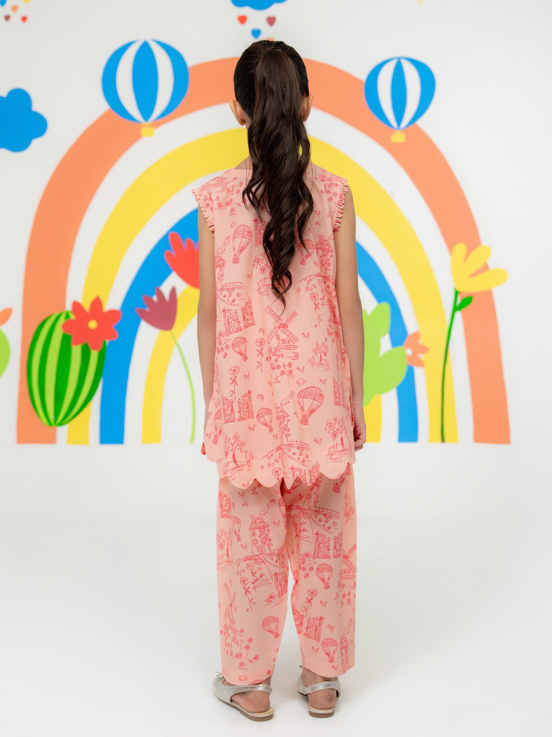 (Kids) - 2 Piece Digital Printed Lawn Suit FKD-038 - Image 2