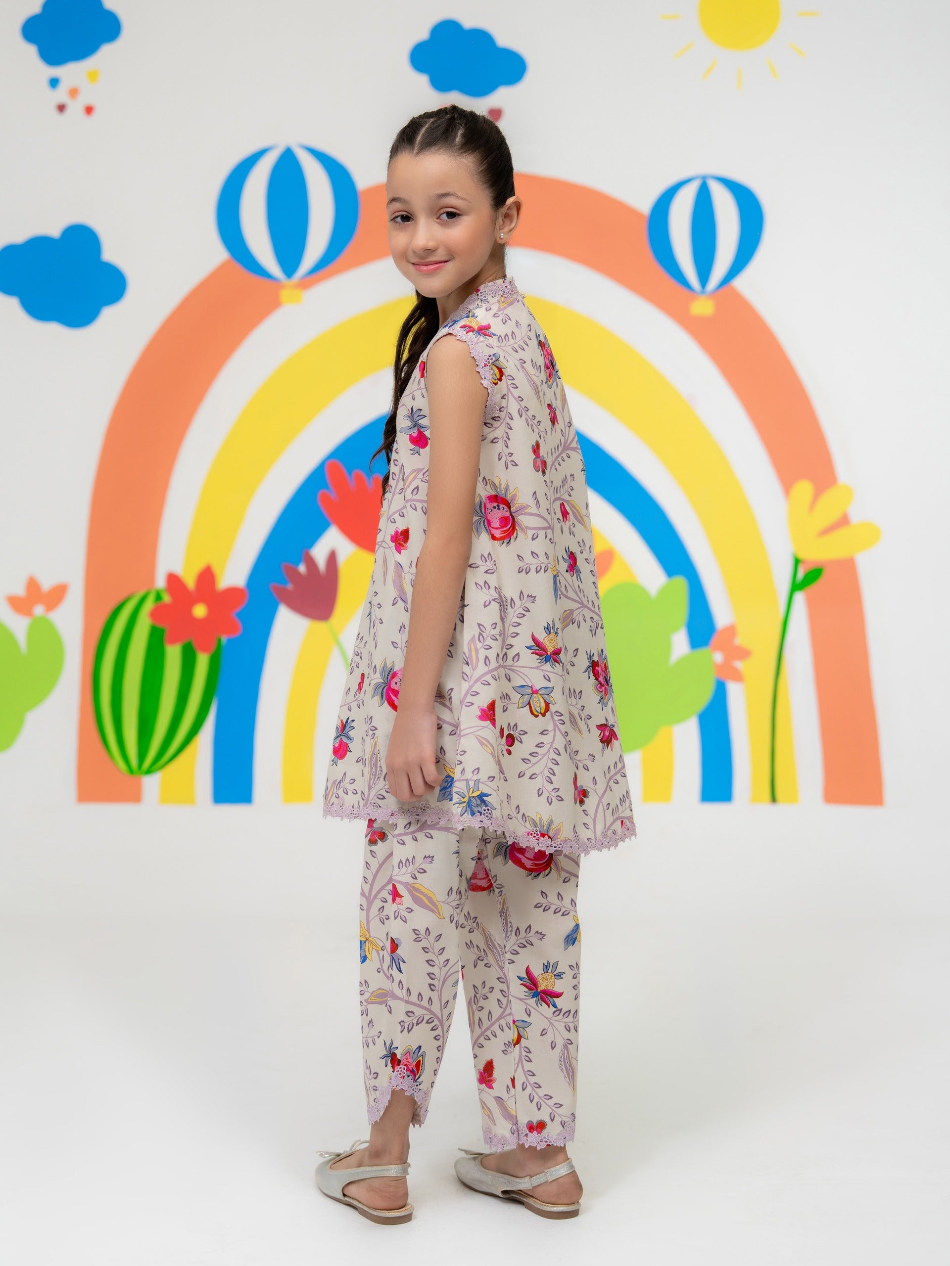 (Kids) - 2 Piece Digital Printed Lawn Suit FKD-040 - Image 2
