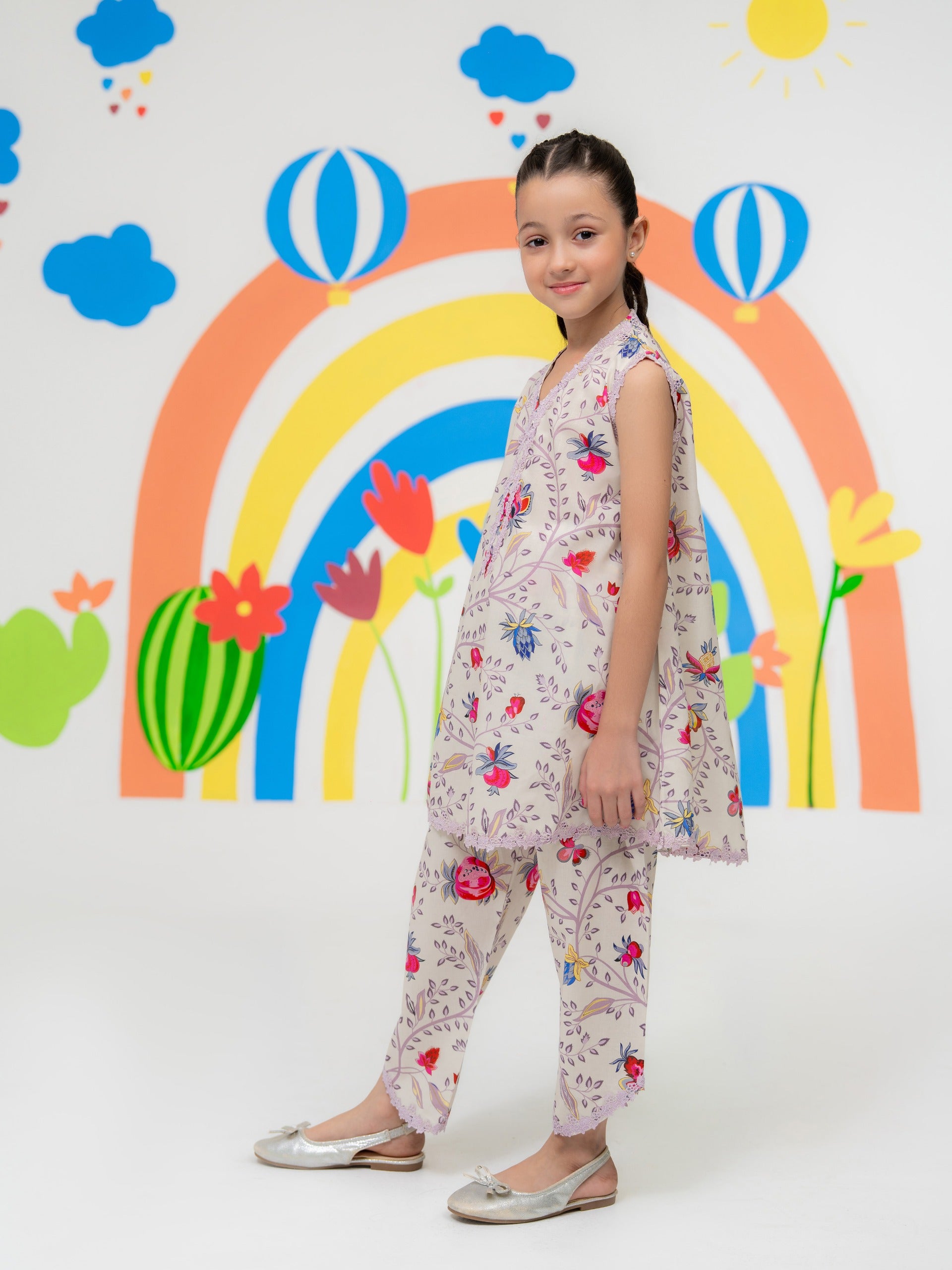 (Kids) - 2 Piece Digital Printed Lawn Suit FKD-040 - Image 3