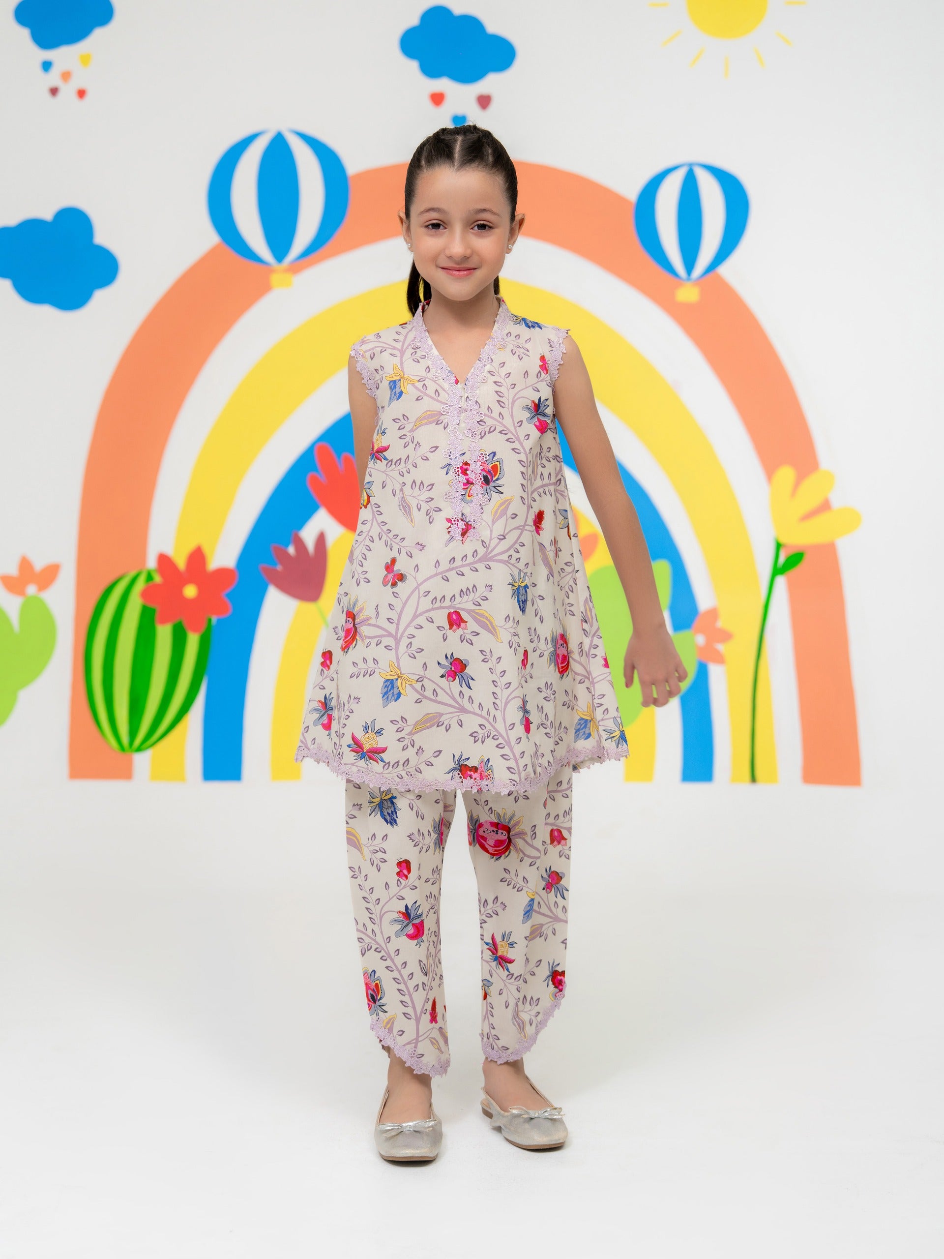 (Kids) - 2 Piece Digital Printed Lawn Suit FKD-040 - Image 4