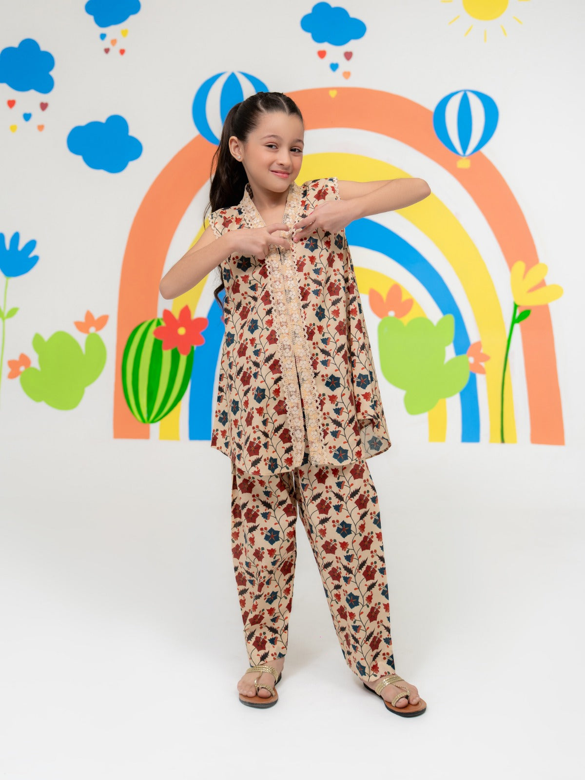 (Kids) - 2 Piece Digital Printed Lawn Suit FKD-067 - Image 3