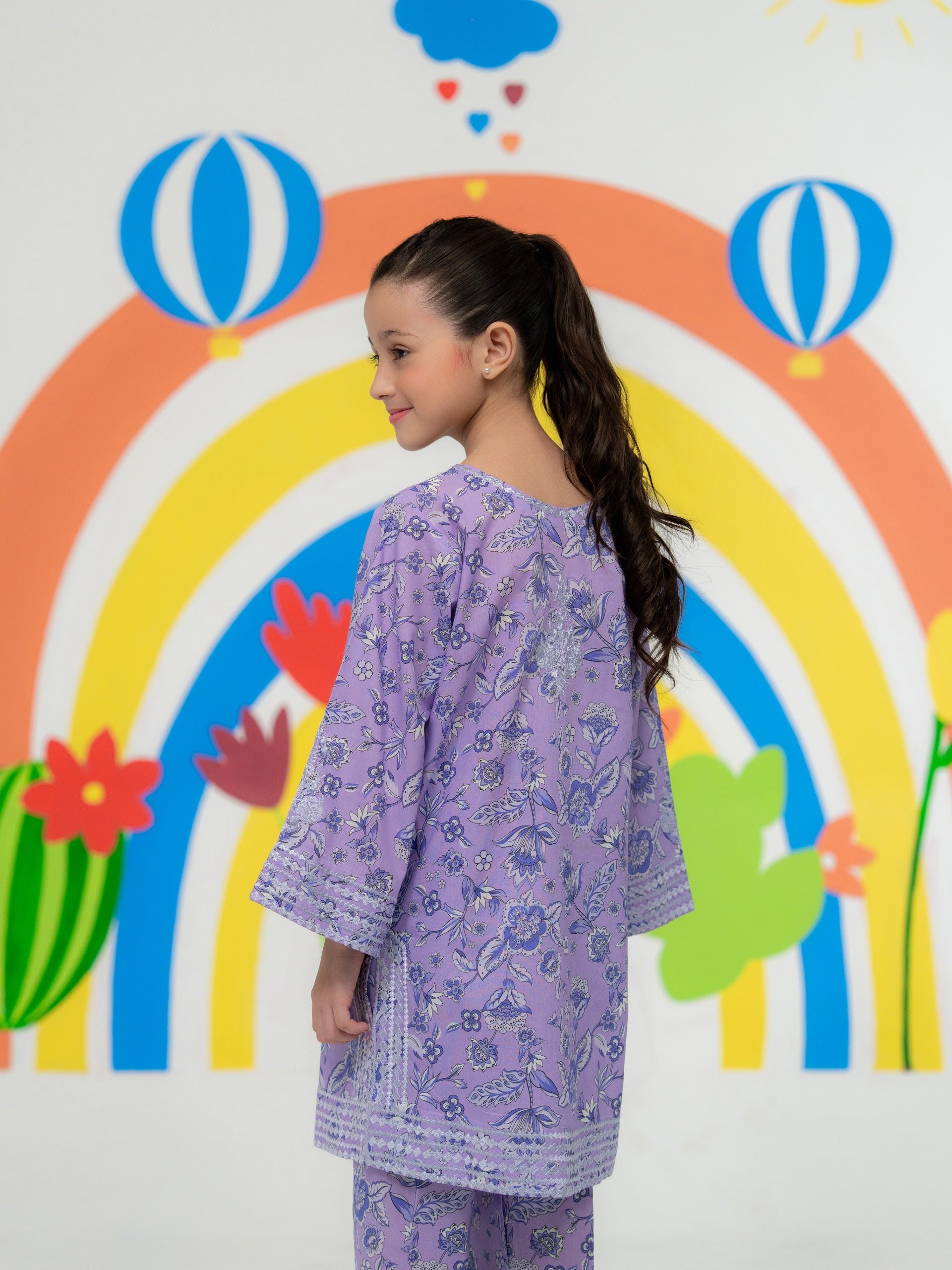 (Kids) - 2 Piece Digital Printed Lawn Suit FKD-080 - Image 2