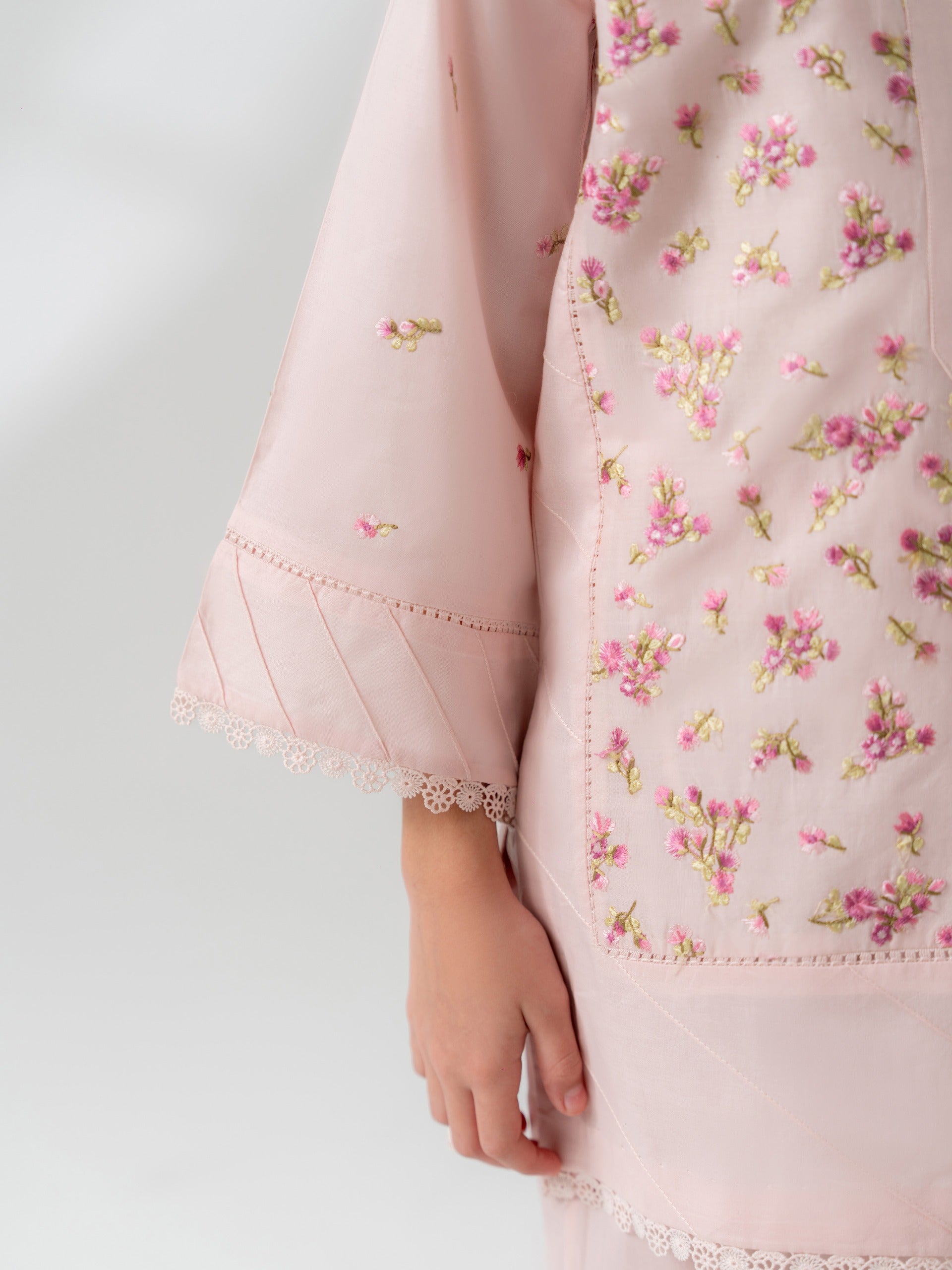 (Kids) 2 Piece - Embroidered Cambric Suit FKD-017 - Image 6