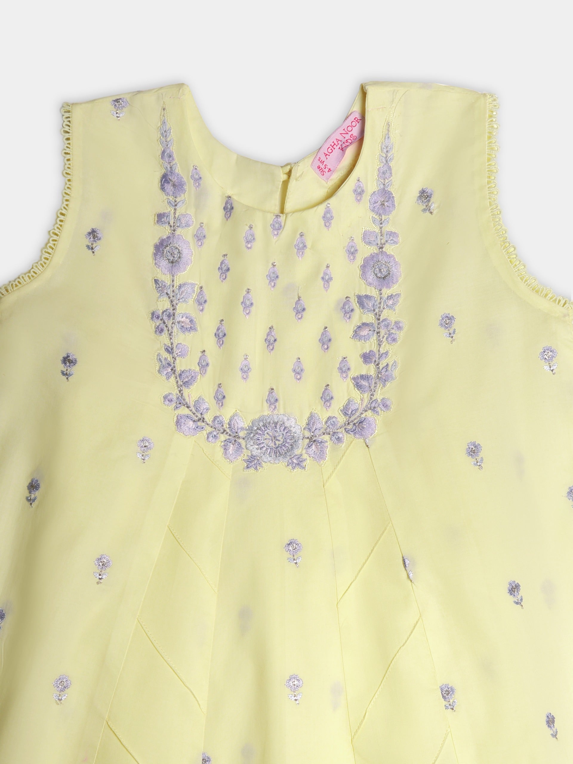 (Kids) 2 Piece - Embroidered Cambric Suit FKD-086 - Image 2