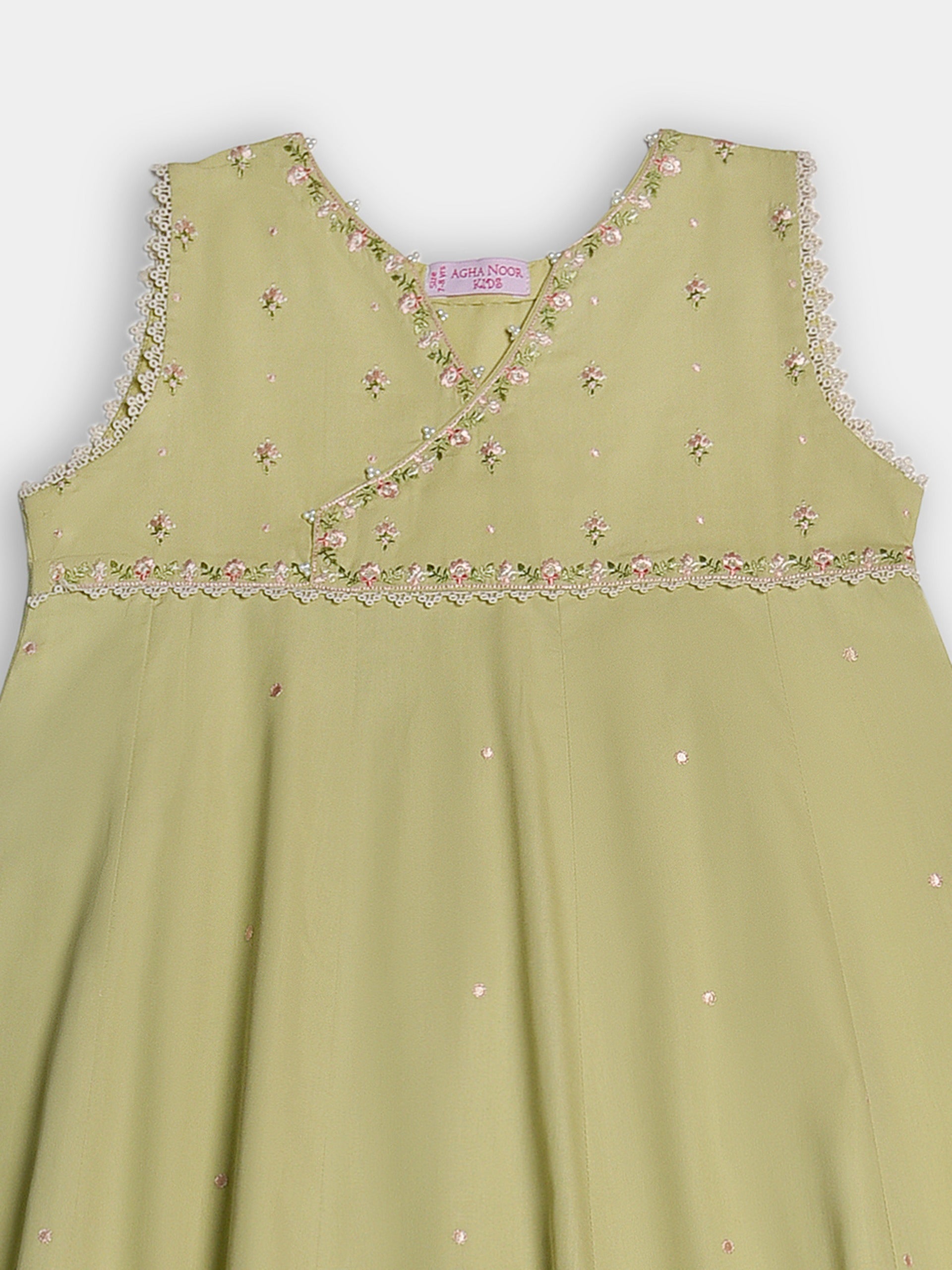 (Kids) 2 Piece - Embroidered Cambric Suit FKD-091 - Image 2