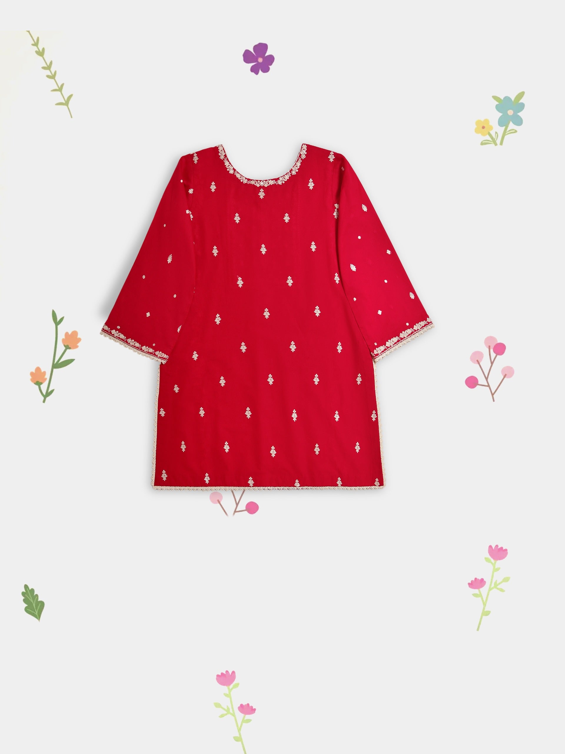 (Kids) 2 Piece - Embroidered Lawn Suit FKD-087 - Image 3