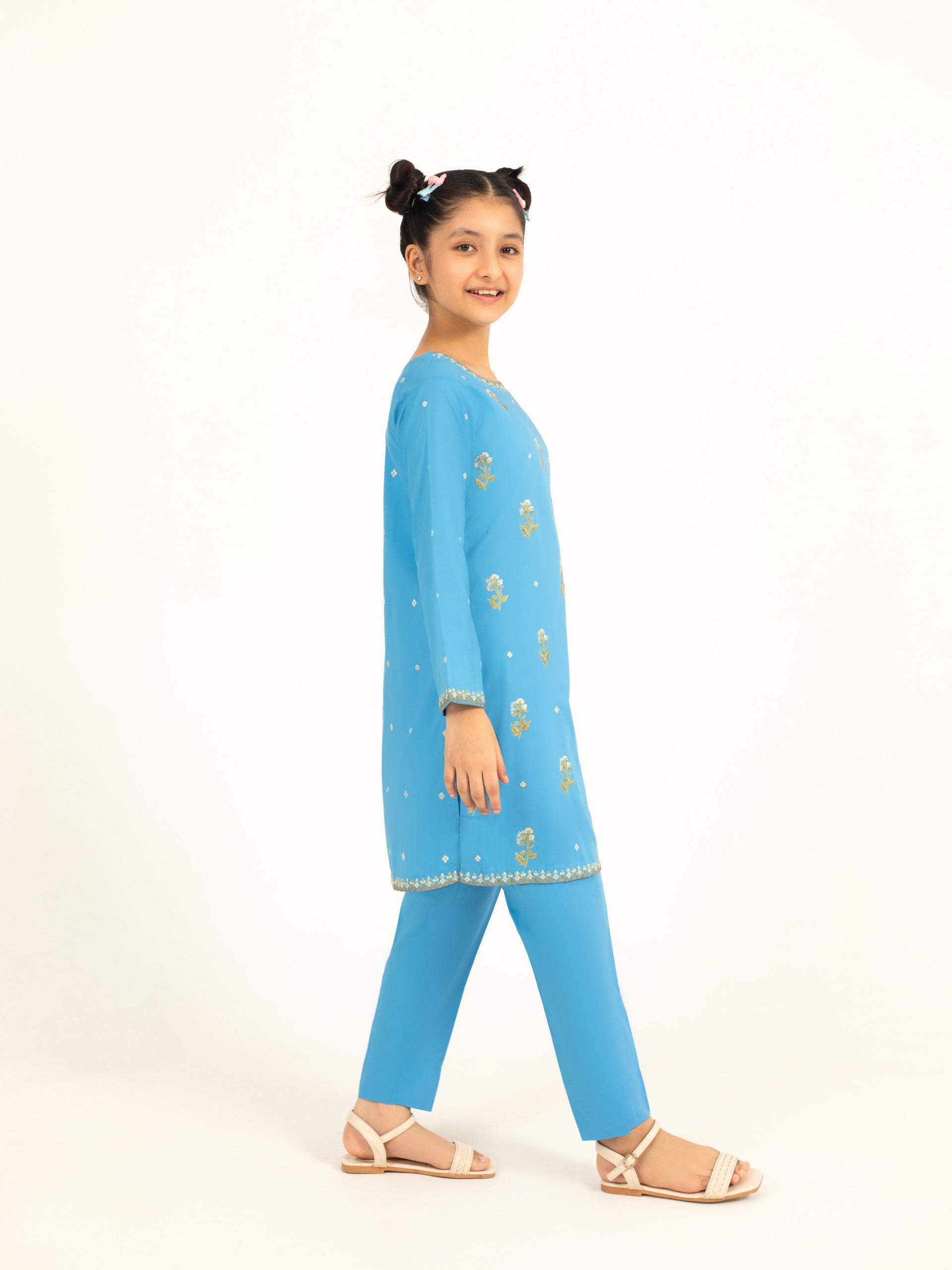 (Kids) 2 Piece - Embroidered Lawn Suit FKD-090 - Image 2