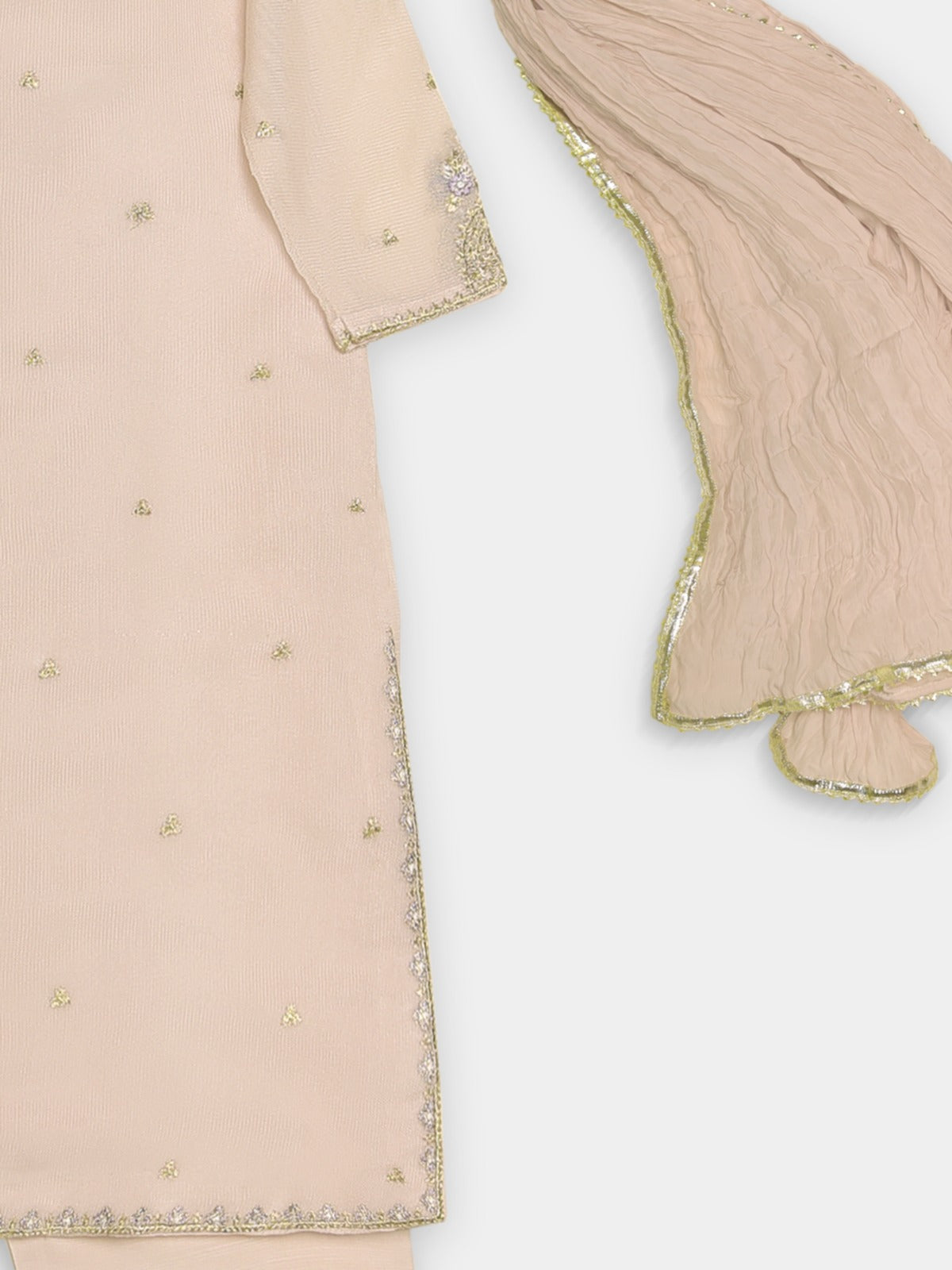 (Kids) 3 Piece - Embroidered Cotton Net Suit BRK-04 - Image 3