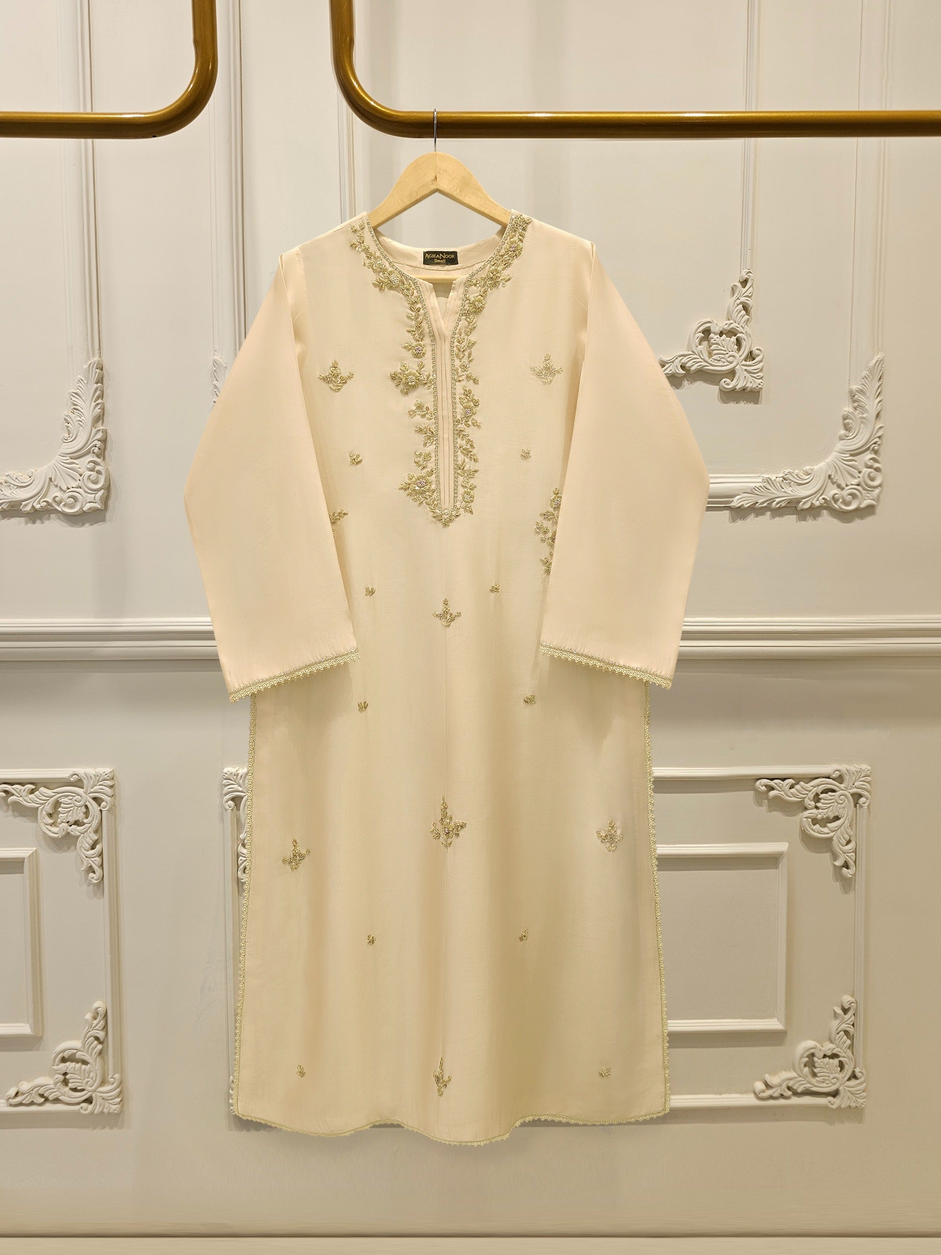 Pure Embroidered Sheesha Silk Shirt S113013