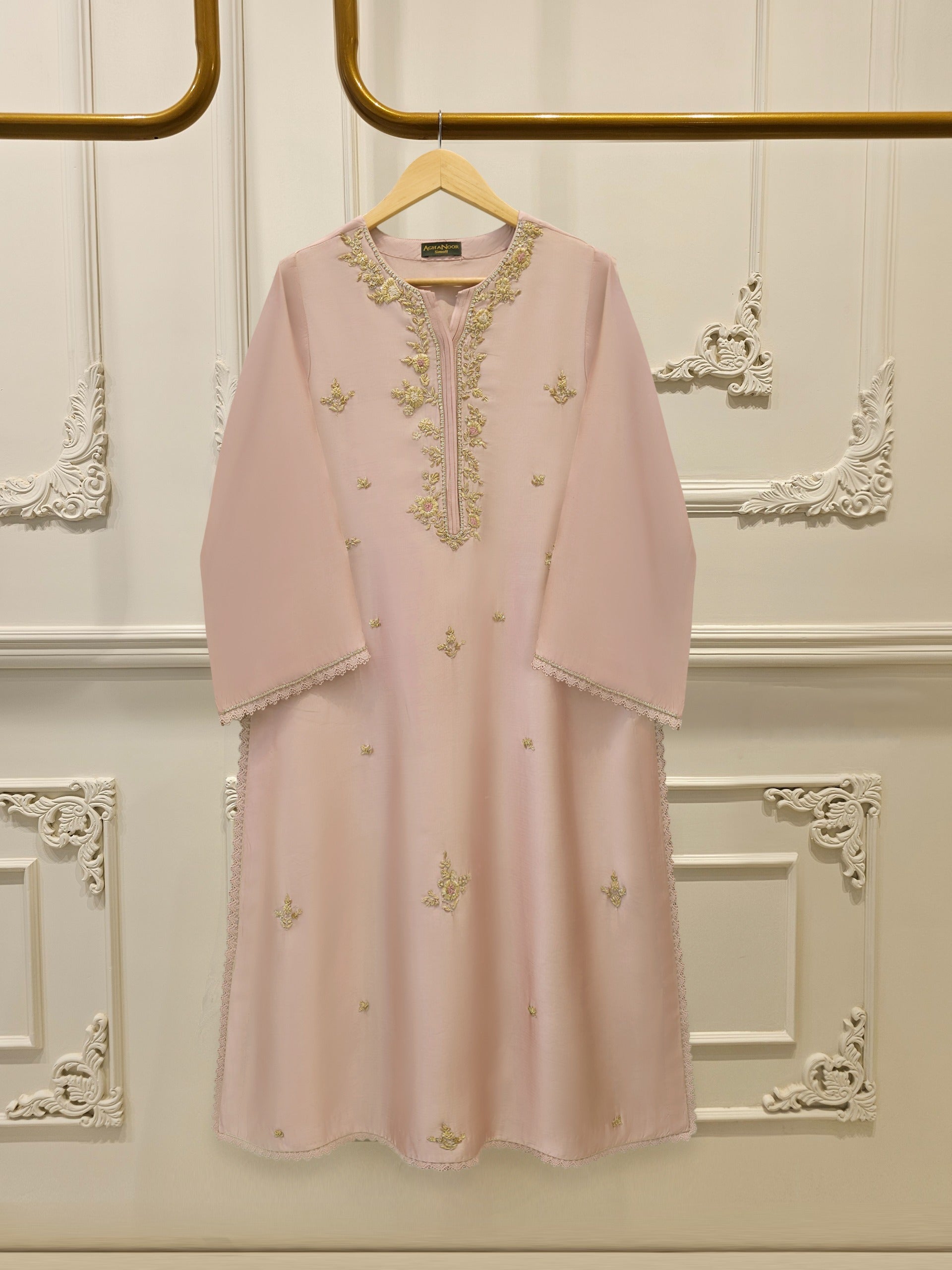 Pure Embroidered Sheesha Silk Shirt S113021