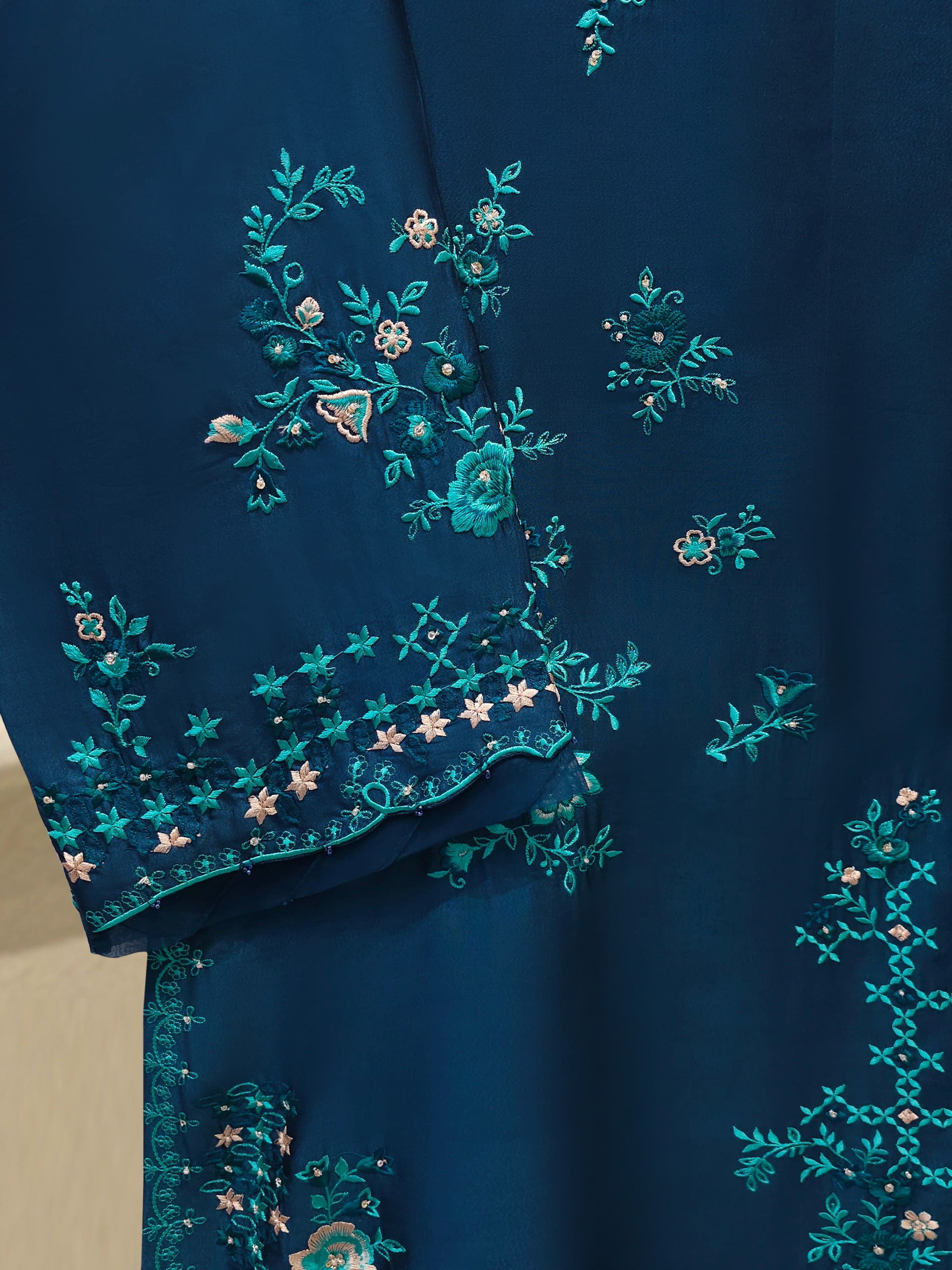 Pure Embroidered Sheesha Silk Shirt S113084 - Image 3