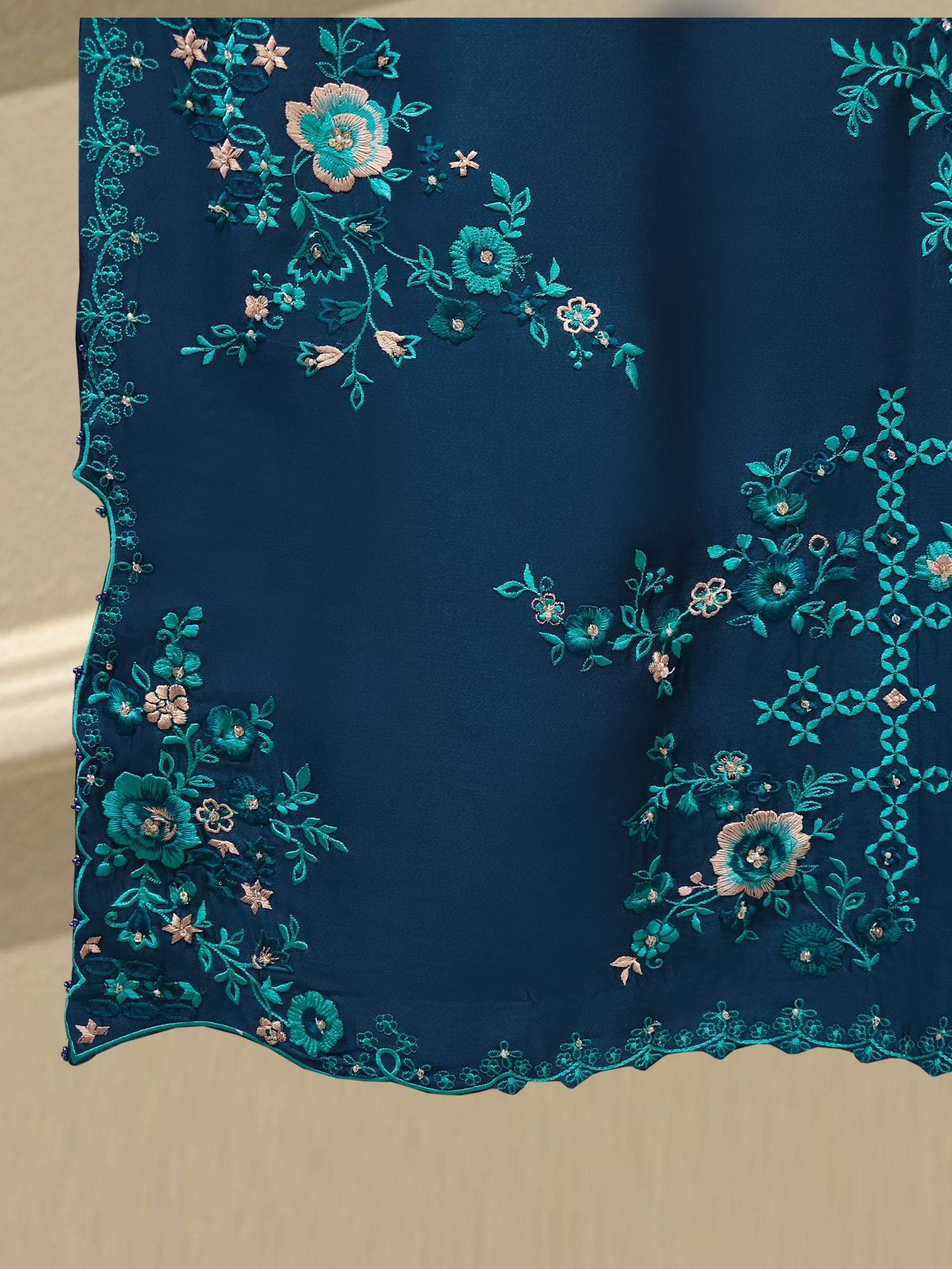 Pure Embroidered Sheesha Silk Shirt S113084 - Image 4