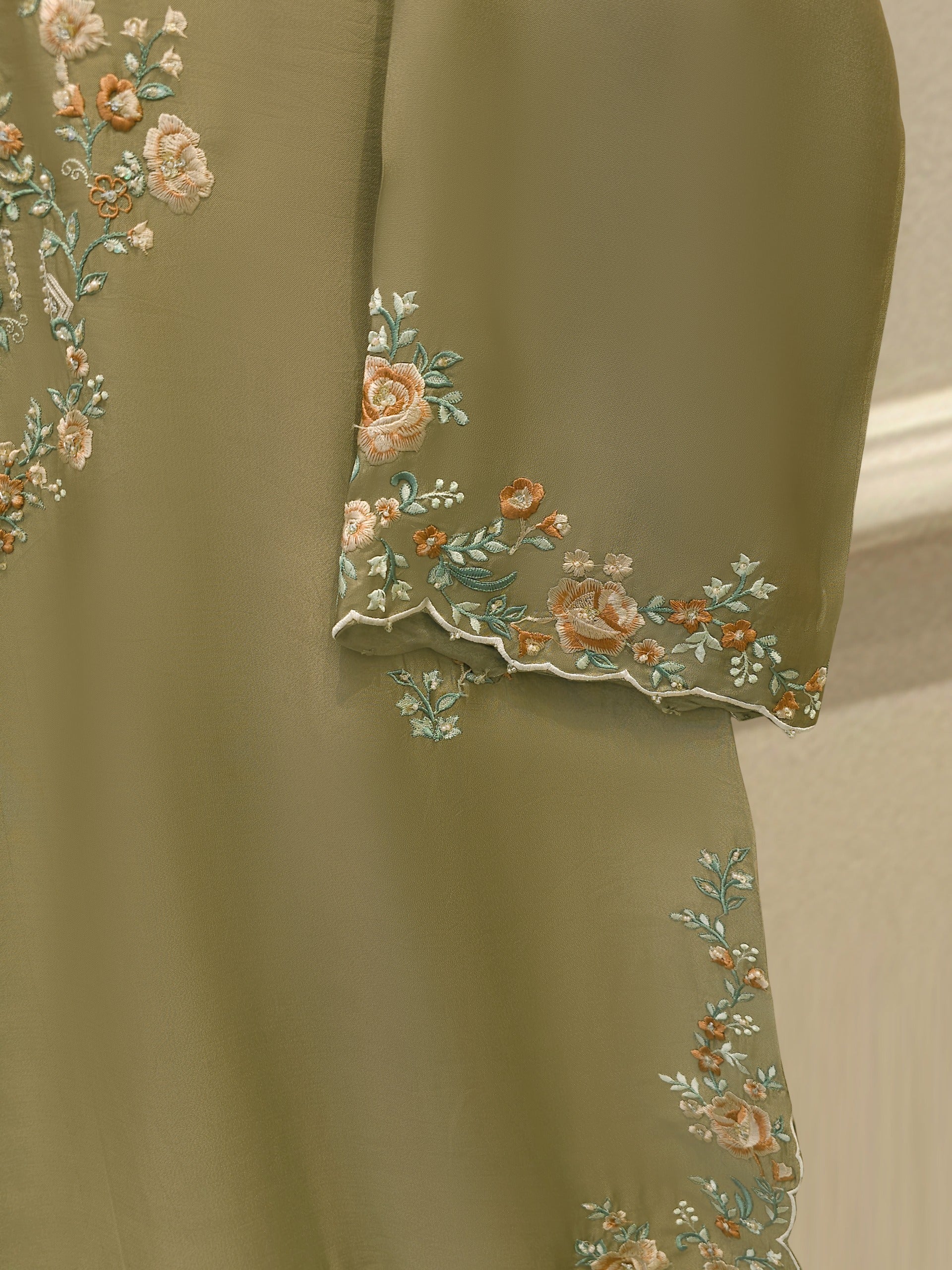 Pure Embroidered Sheesha Silk Shirt S113139 - Image 3