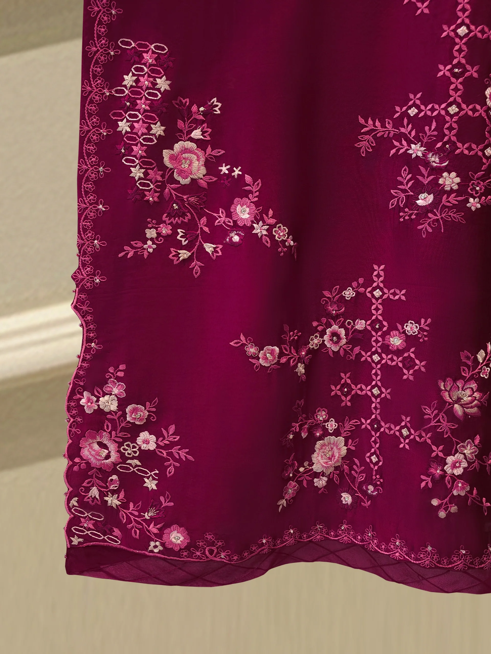 Pure Embroidered Sheesha Silk Shirt S113161 - Image 4