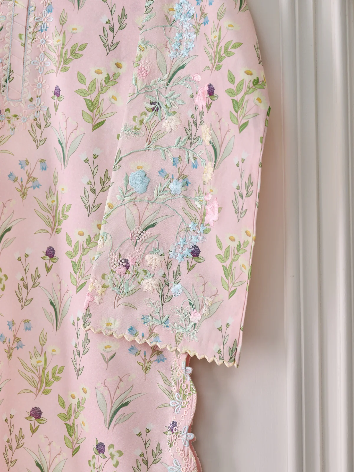 (Unstitched) Digital Printed Embroidered Cambric Shirt KJ-4414 - Image 5